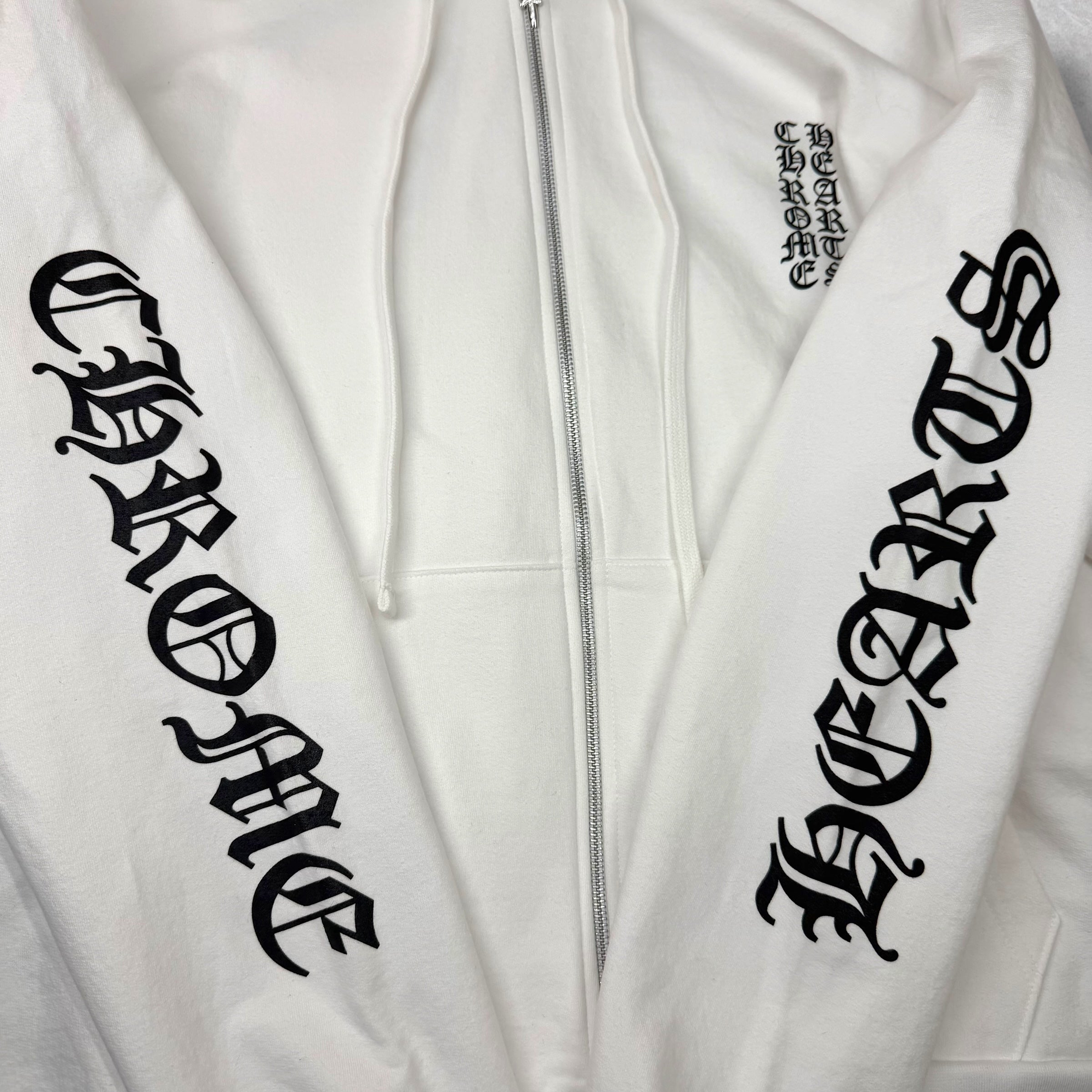 Chrome Hearts Vertical Zip Up White Hoodie XL