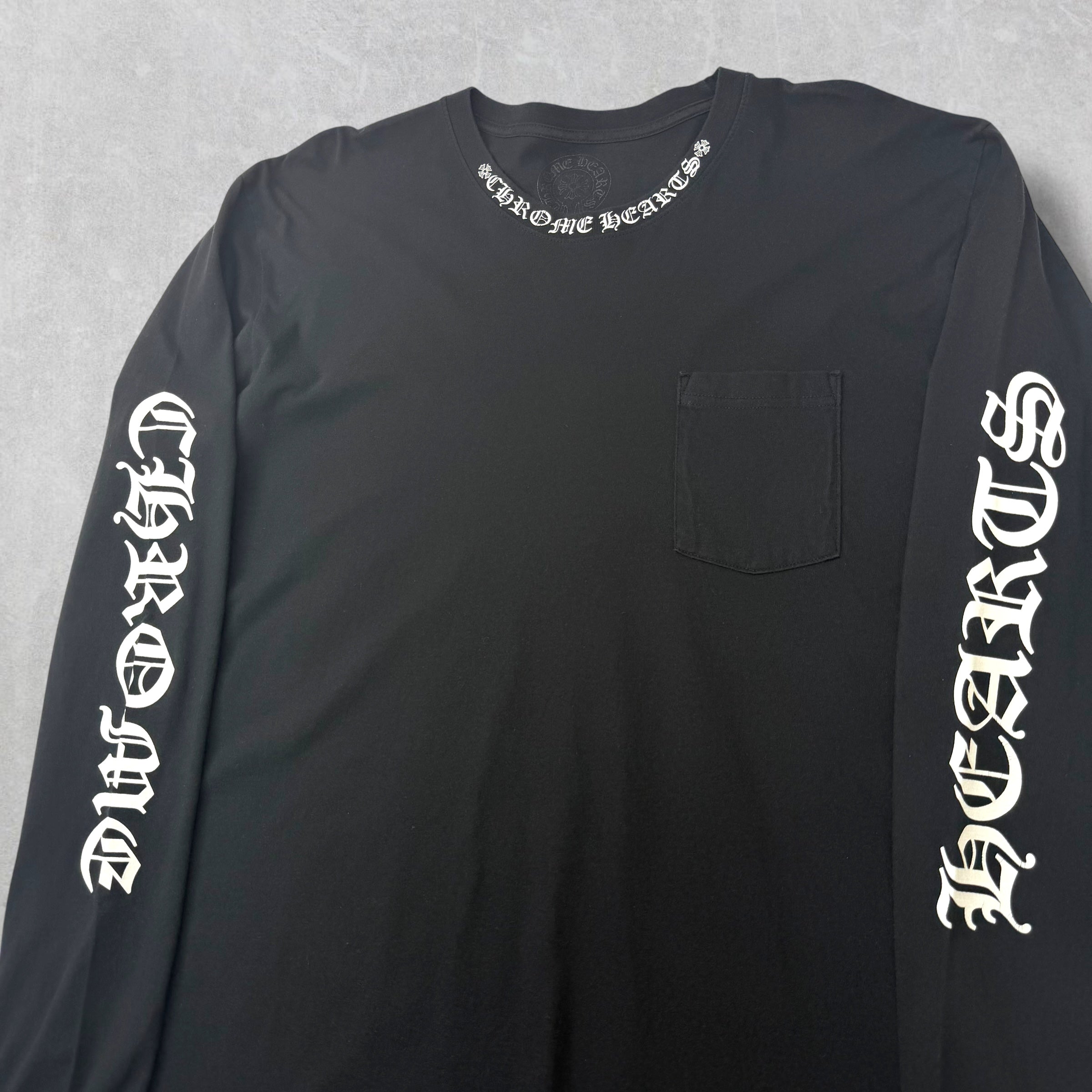 Chrome Hearts White Neck Logo Black L/S Tee XXL