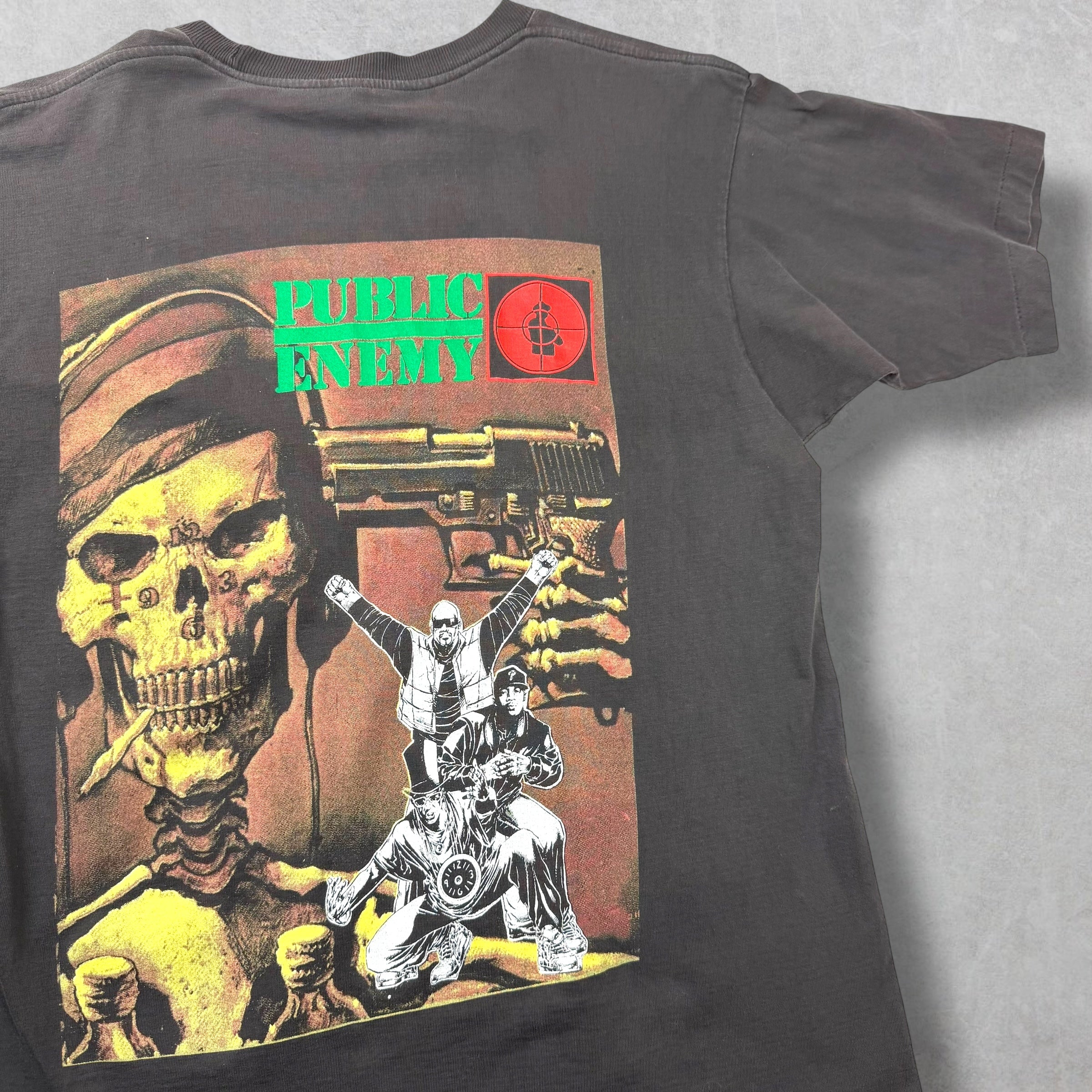 Vintage Early 90s Public Enemy Skull Gun Tee XL