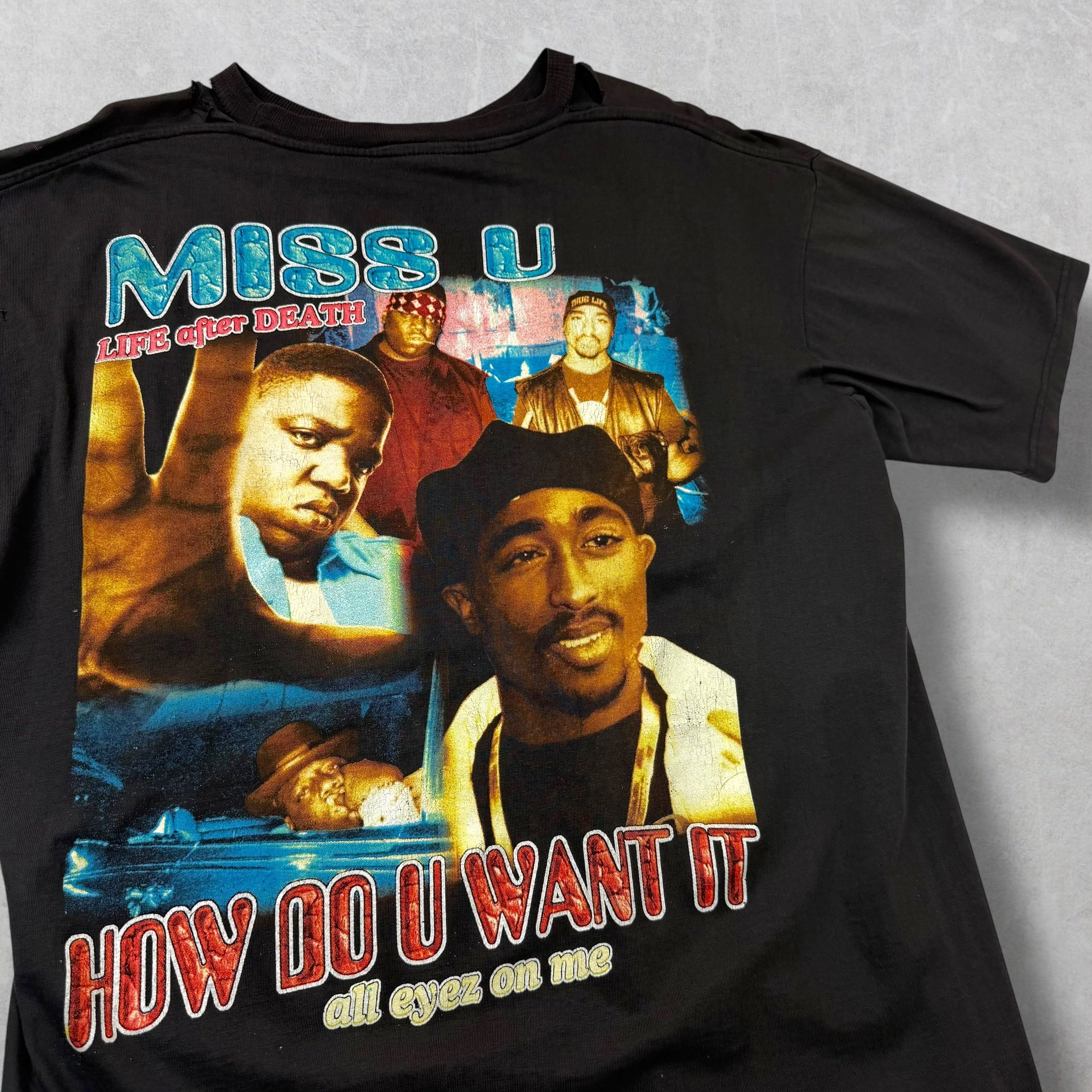 Vintage 90s Biggie Smalls Tupac Album Cover Rap Tee XL