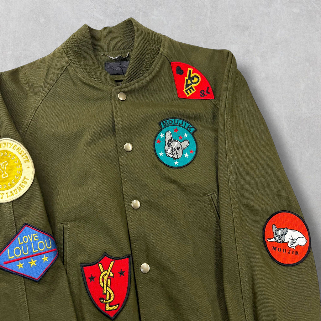 Saint Laurent Souvenir Patch Teddy Varsity Jacket S
