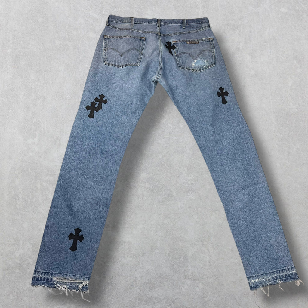 Chrome Hearts Levi's 501 Cross Patch Blue Jeans 36