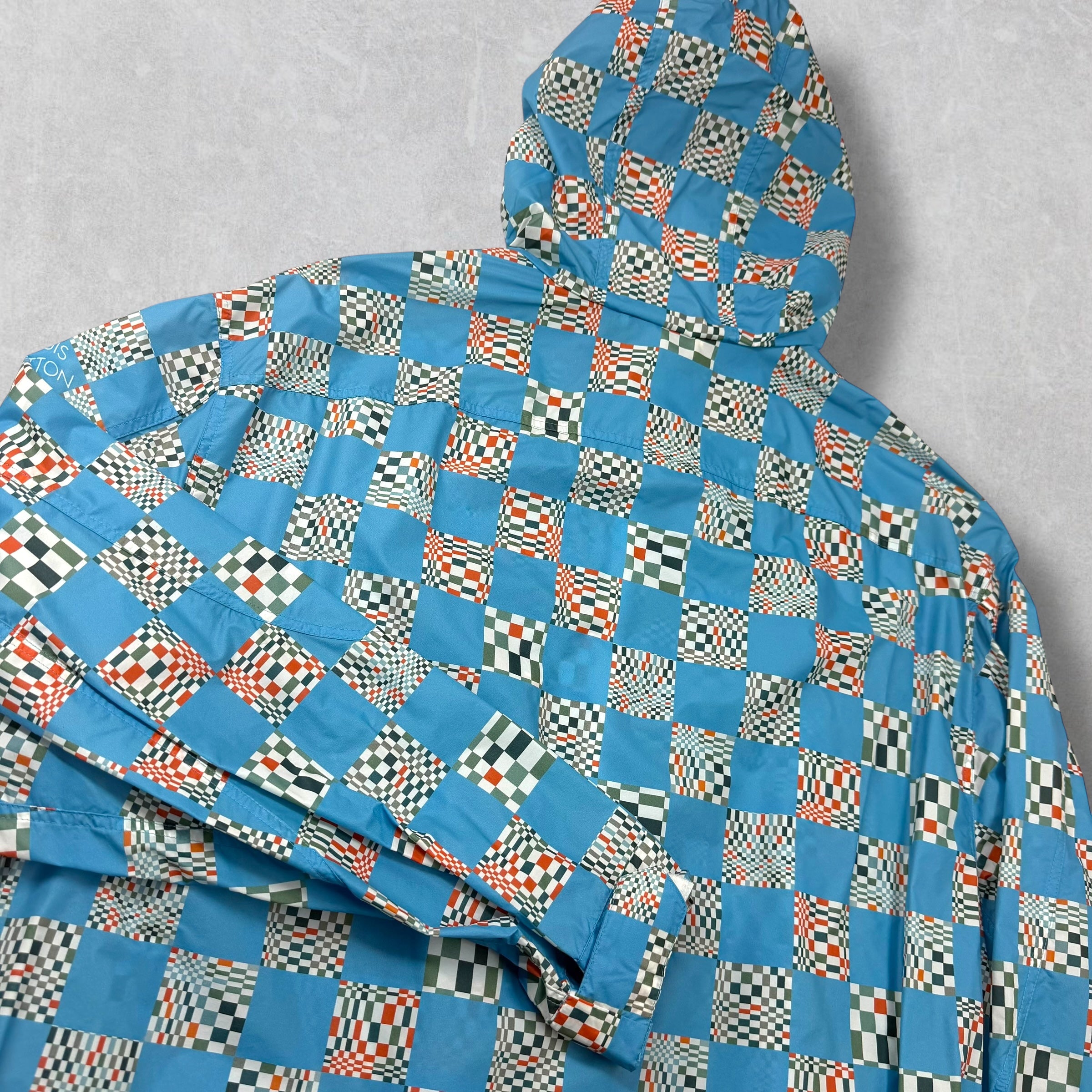 Louis Vuitton Distorted Damier Blue Nylon Windbreaker Jacket 46 (S)