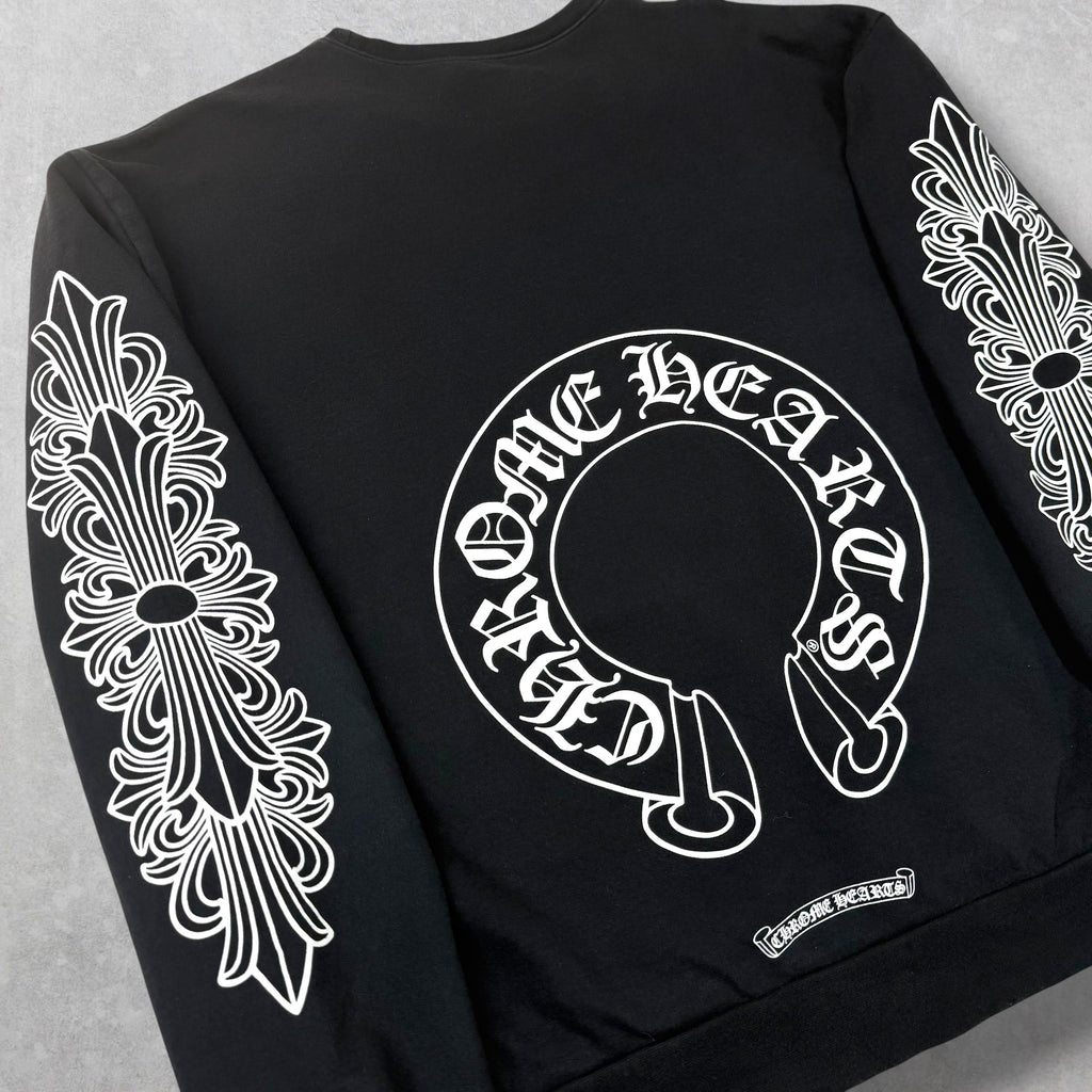 Chrome Hearts Horseshoe Floral Crewneck Black L