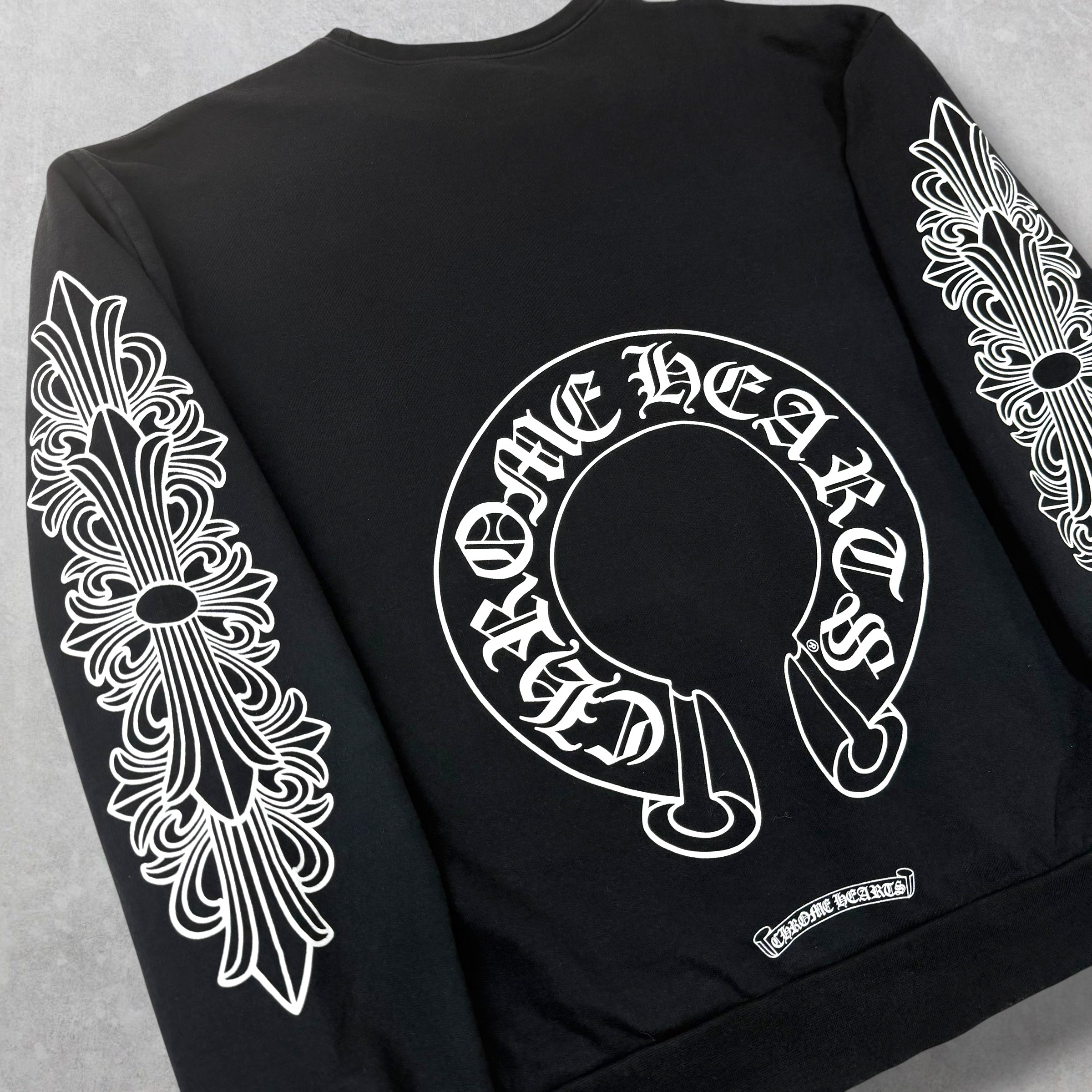 Chrome Hearts Horseshoe Floral Crewneck Black L