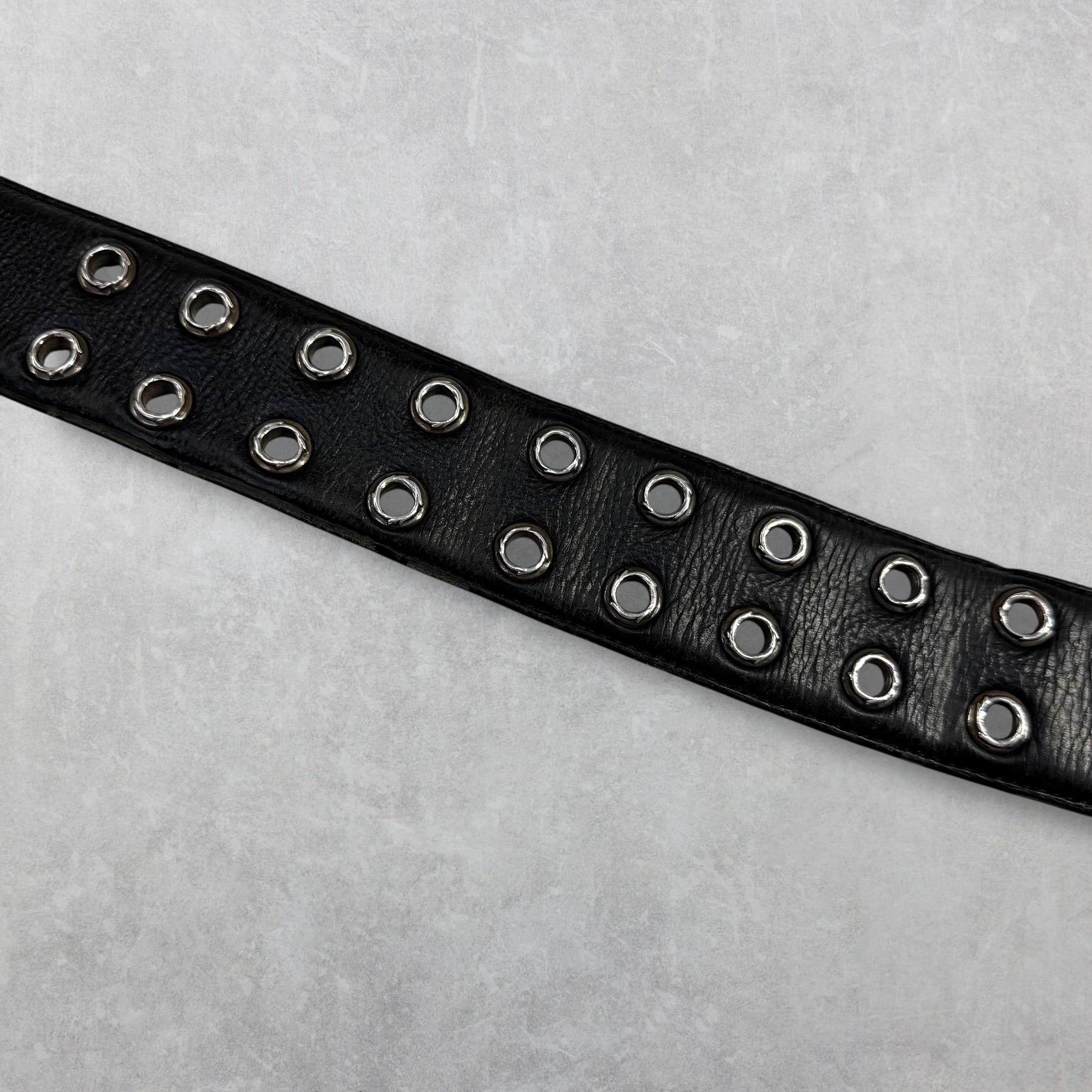Chrome Hearts Black Double Pin Roller Belt 38