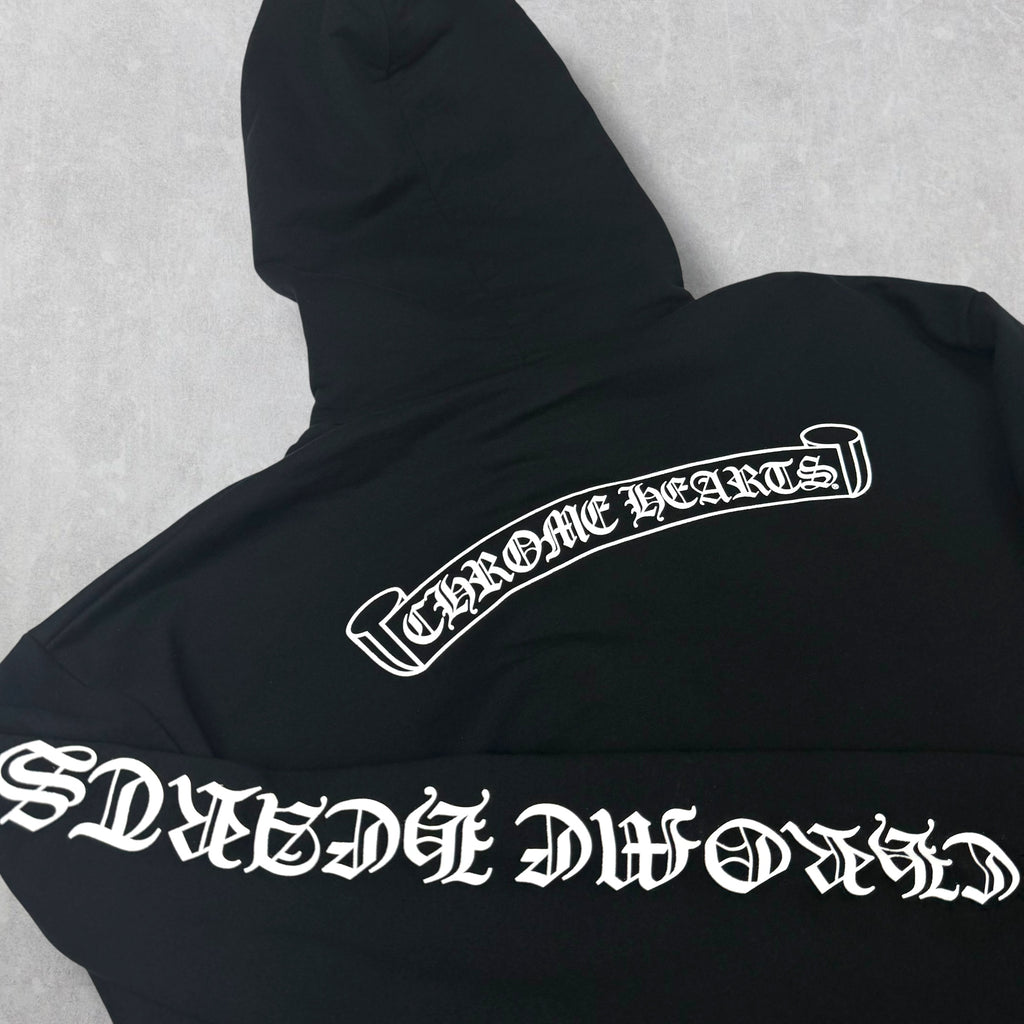 Chrome Hearts Black Scroll Logo Hoodie XXL