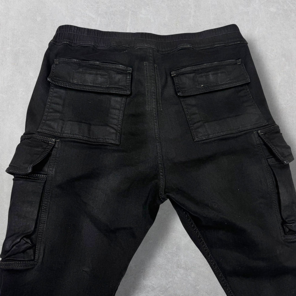 Rick Owens DRKSHDW 'Mastodon' Black Denim Cargo Pants XL