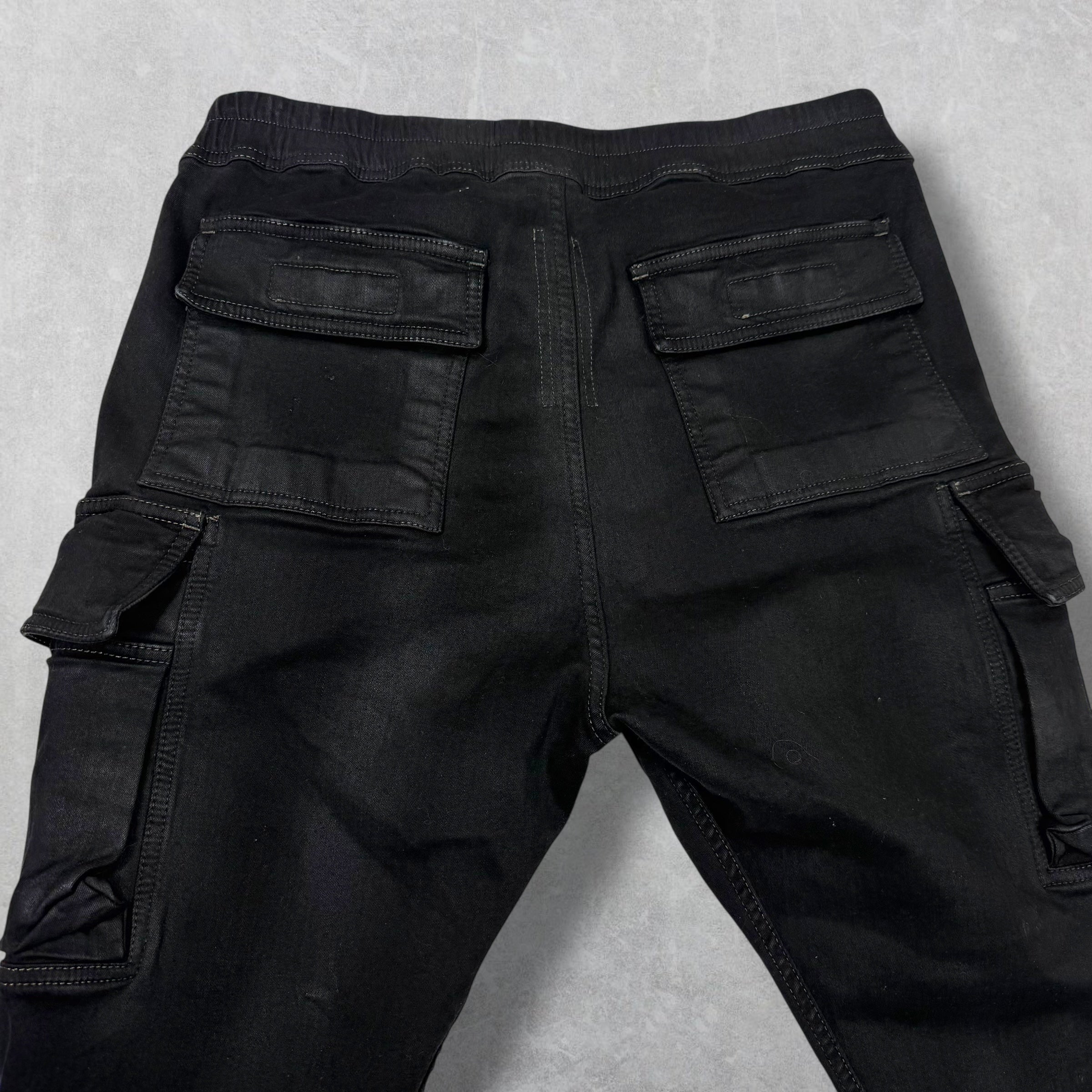 Rick Owens DRKSHDW 'Mastodon' Black Denim Cargo Pants XL