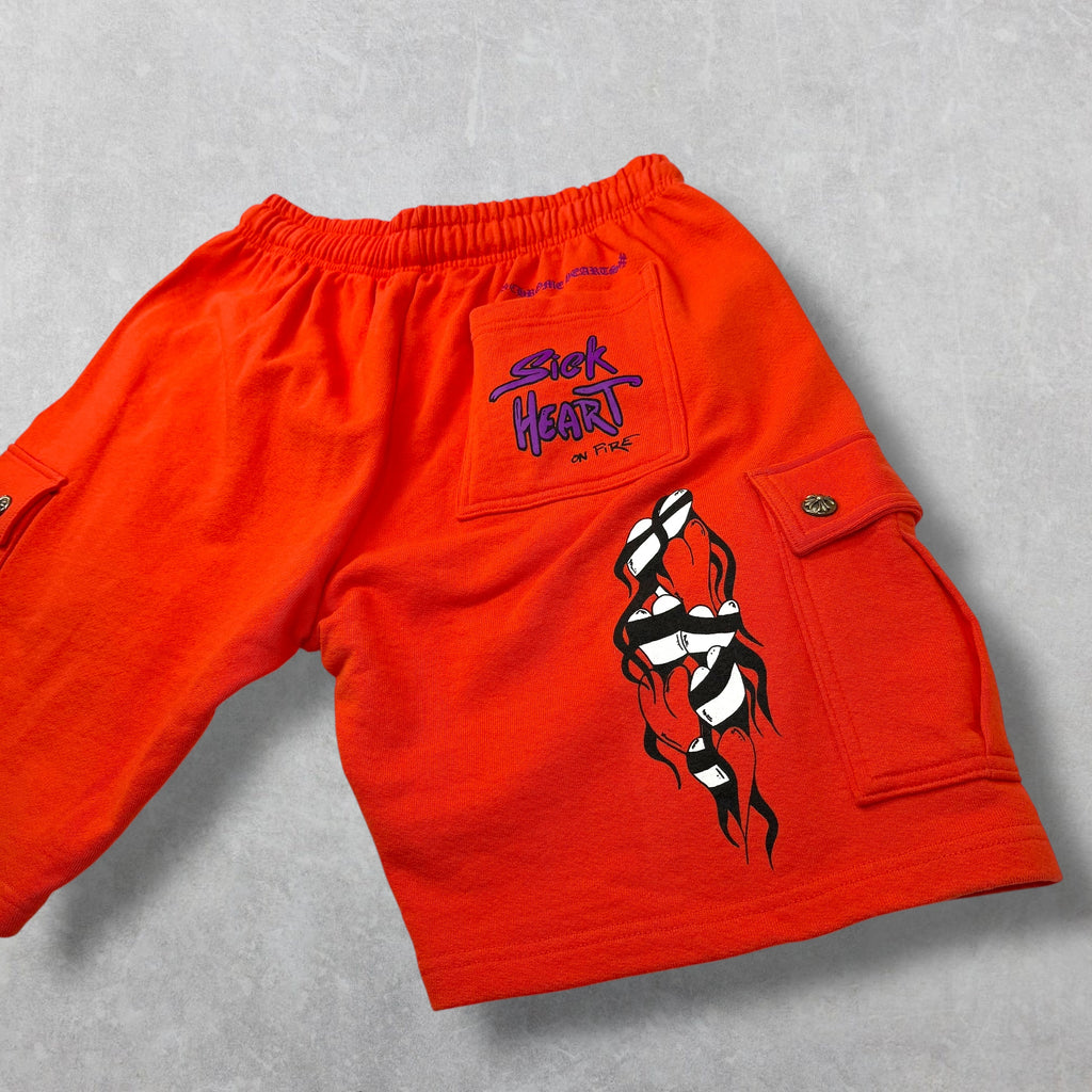 Chrome Hearts Matty Boy Sick Hearts Cargo Sweatshorts L