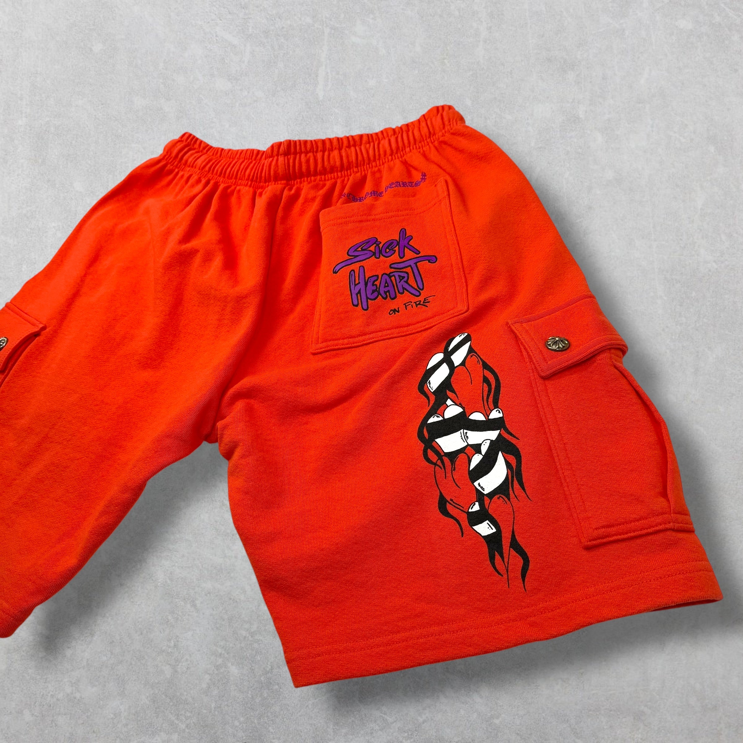 Chrome Hearts Matty Boy Sick Hearts Cargo Sweatshorts L