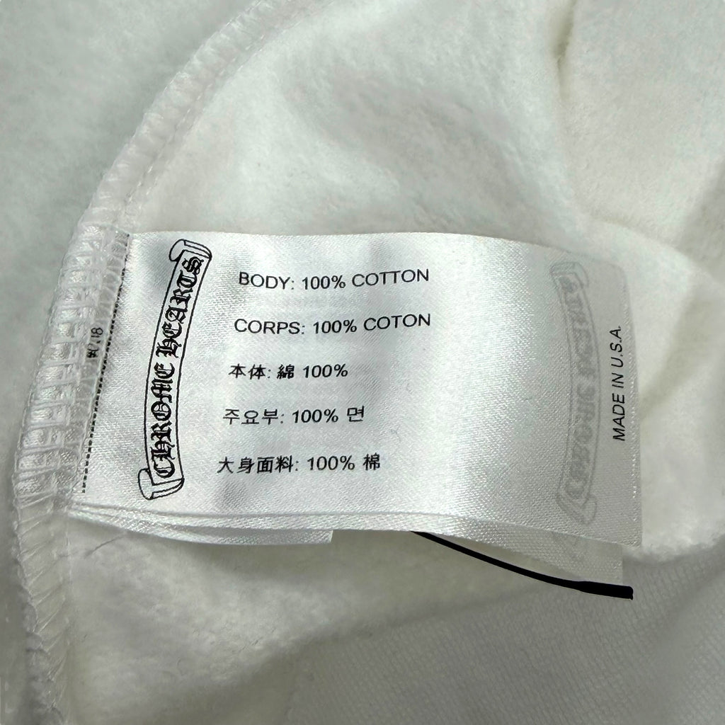 Chrome Hearts Vertical Zip Up White Hoodie XL