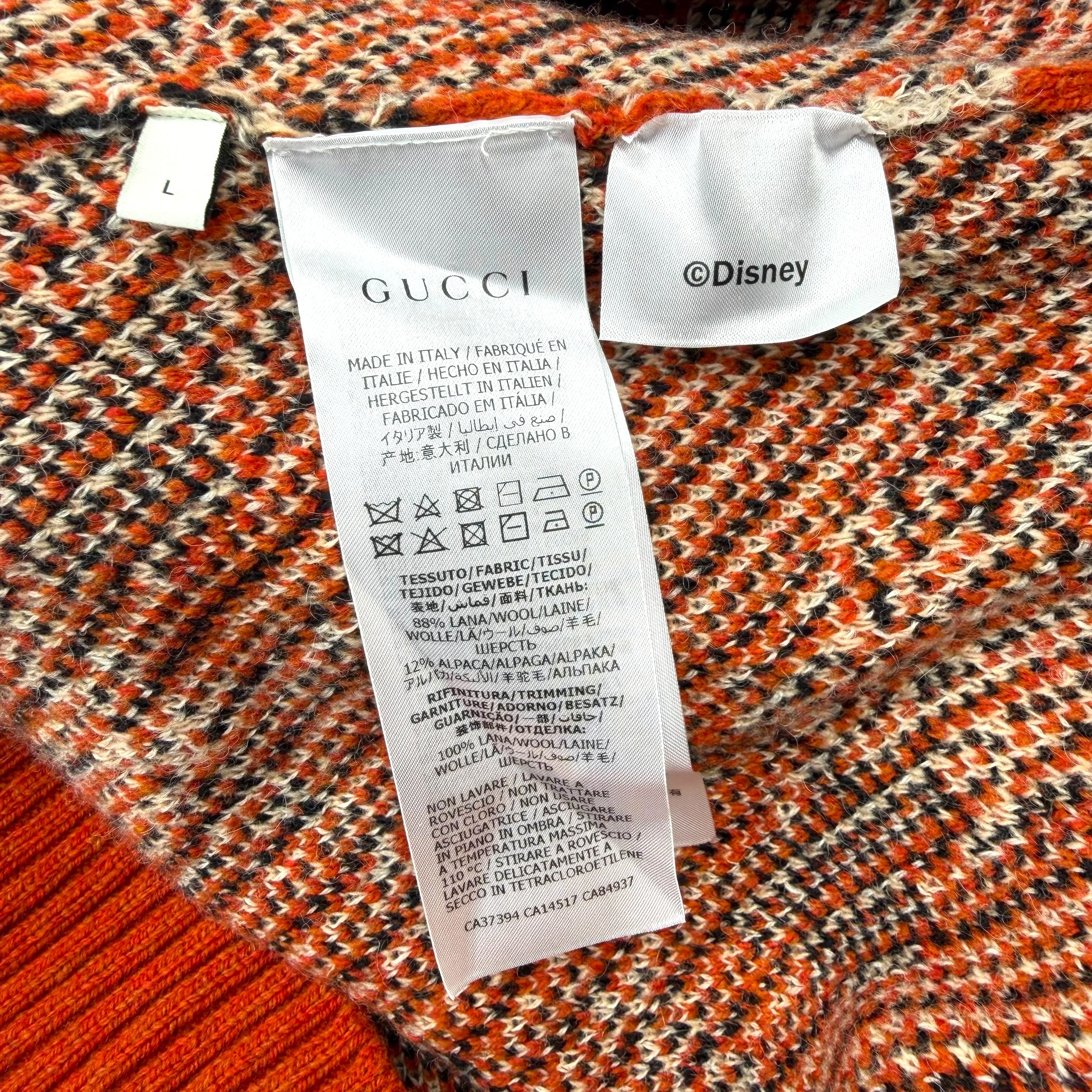 Gucci Disney Mickey Mouse Wool Orange Sweater L