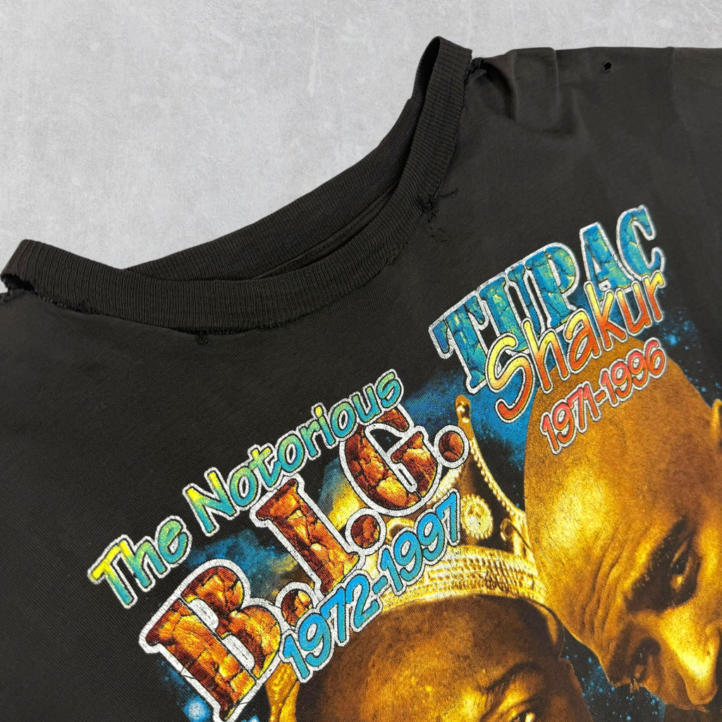 Vintage 90s Biggie Smalls Tupac Album Cover Rap Tee XL