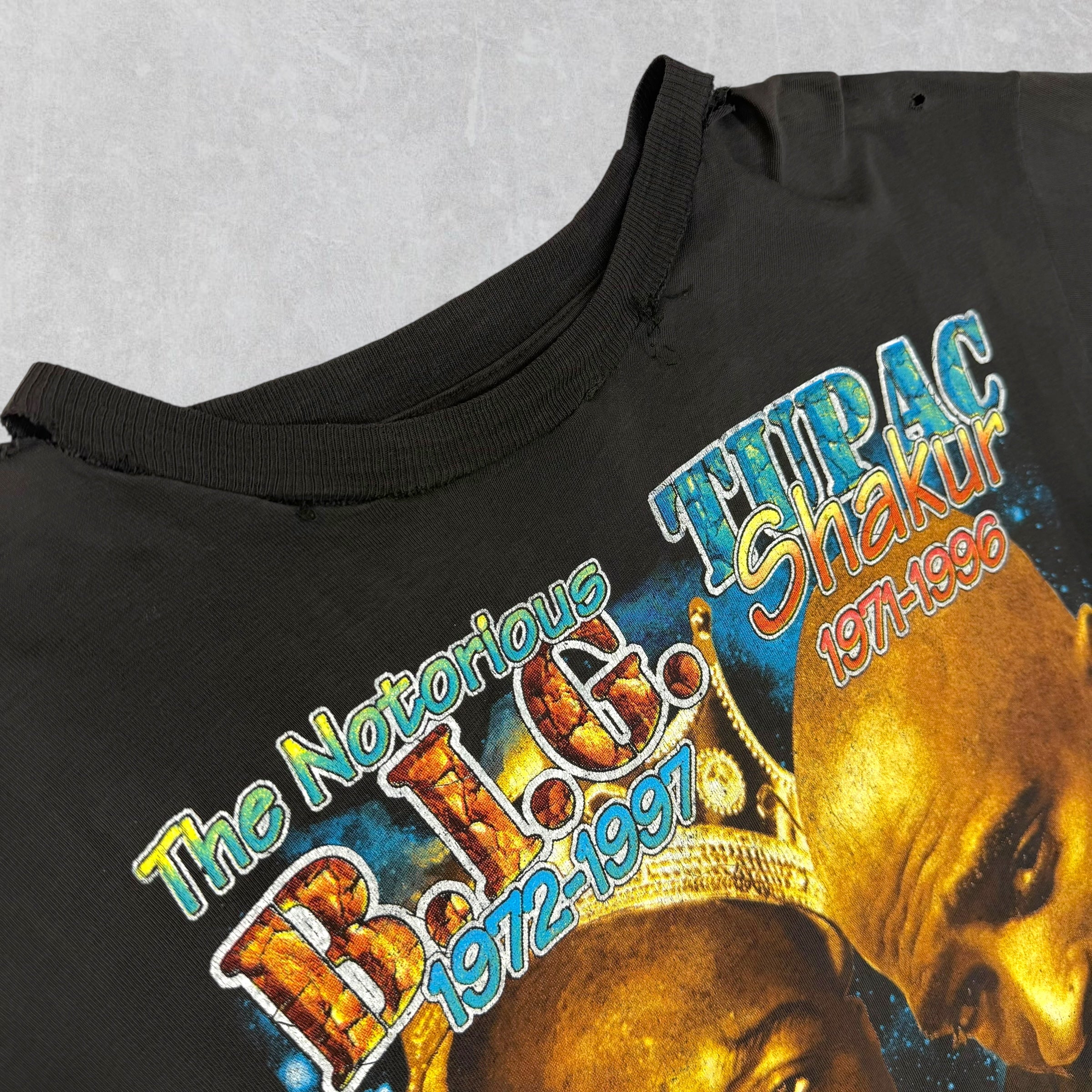 Vintage 90s Biggie Smalls Tupac Album Cover Rap Tee XL
