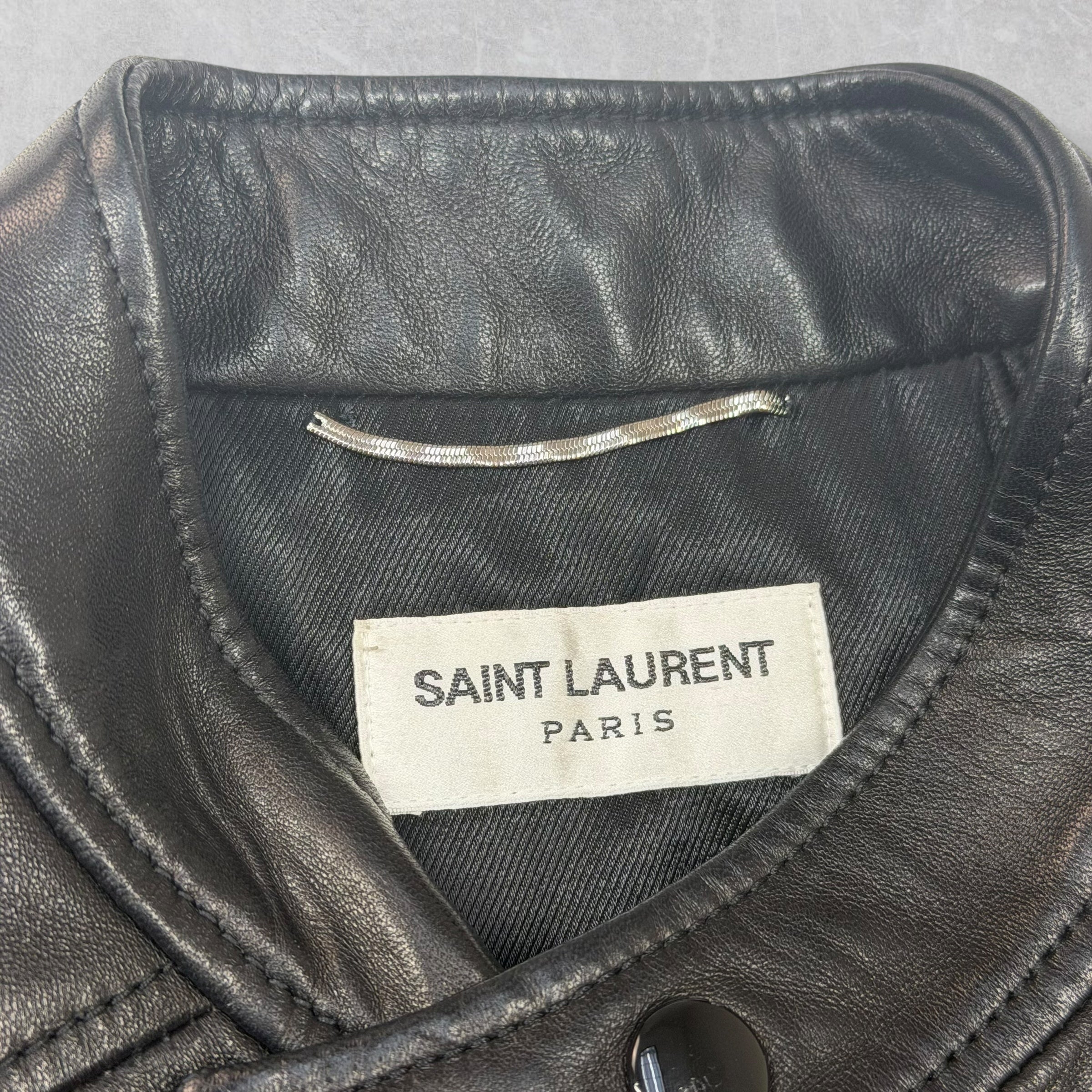 Saint Laurent Cafe Racer Leather Biker Jacket 54 (M)