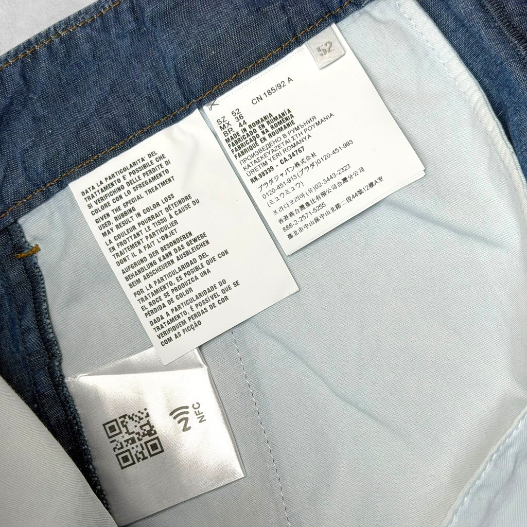 Prada Triangle Logo Plate Denim Bermuda Shorts 52 (36)