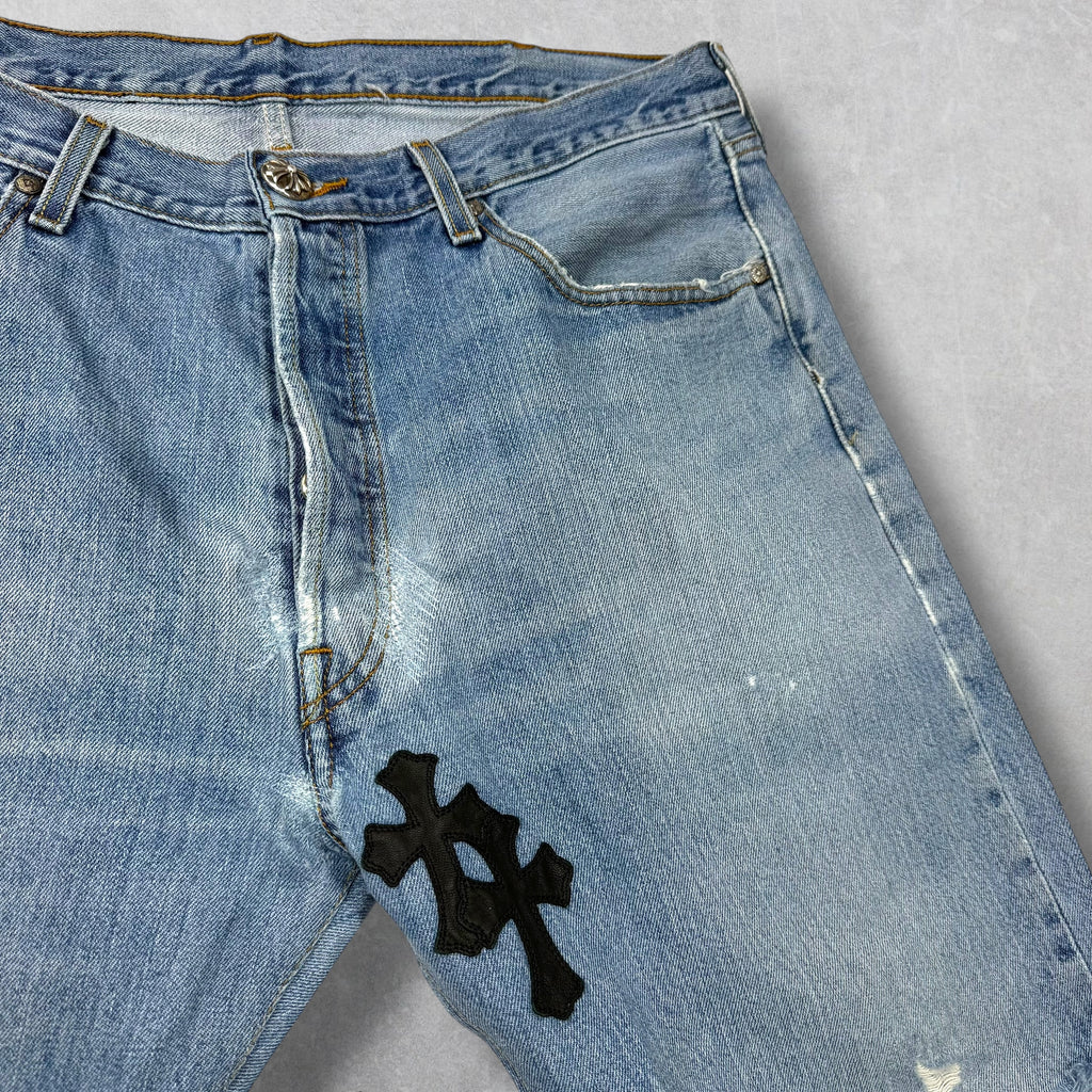 Chrome Hearts Levi's 501 Cross Patch Blue Jeans 36