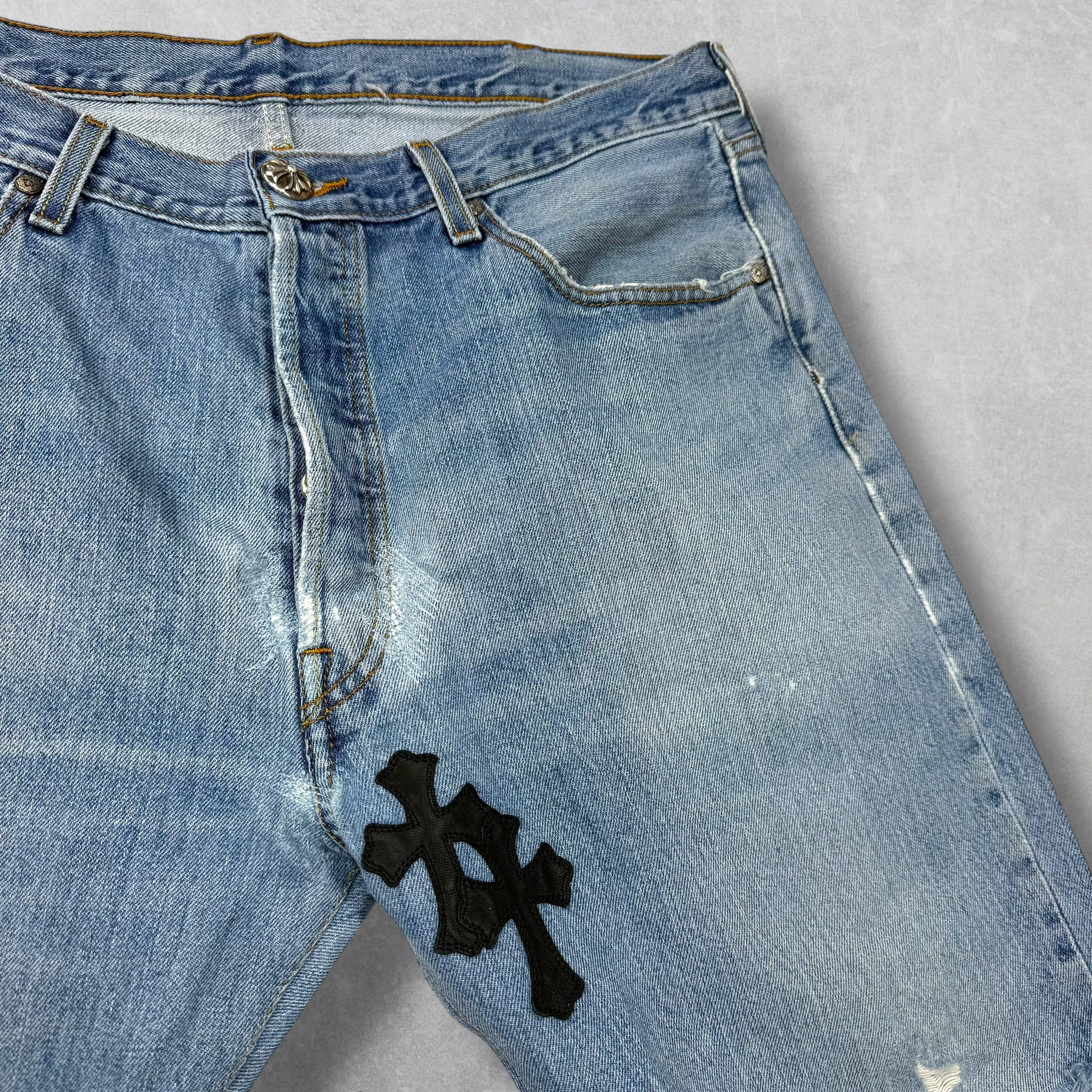 Chrome Hearts Levi's 501 Cross Patch Blue Jeans 36