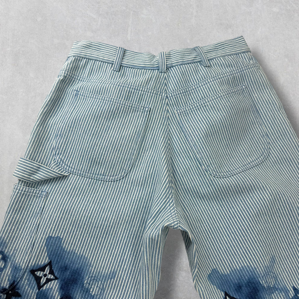 Louis Vuitton Watercolor Stripe Denim Cargo Pants 34