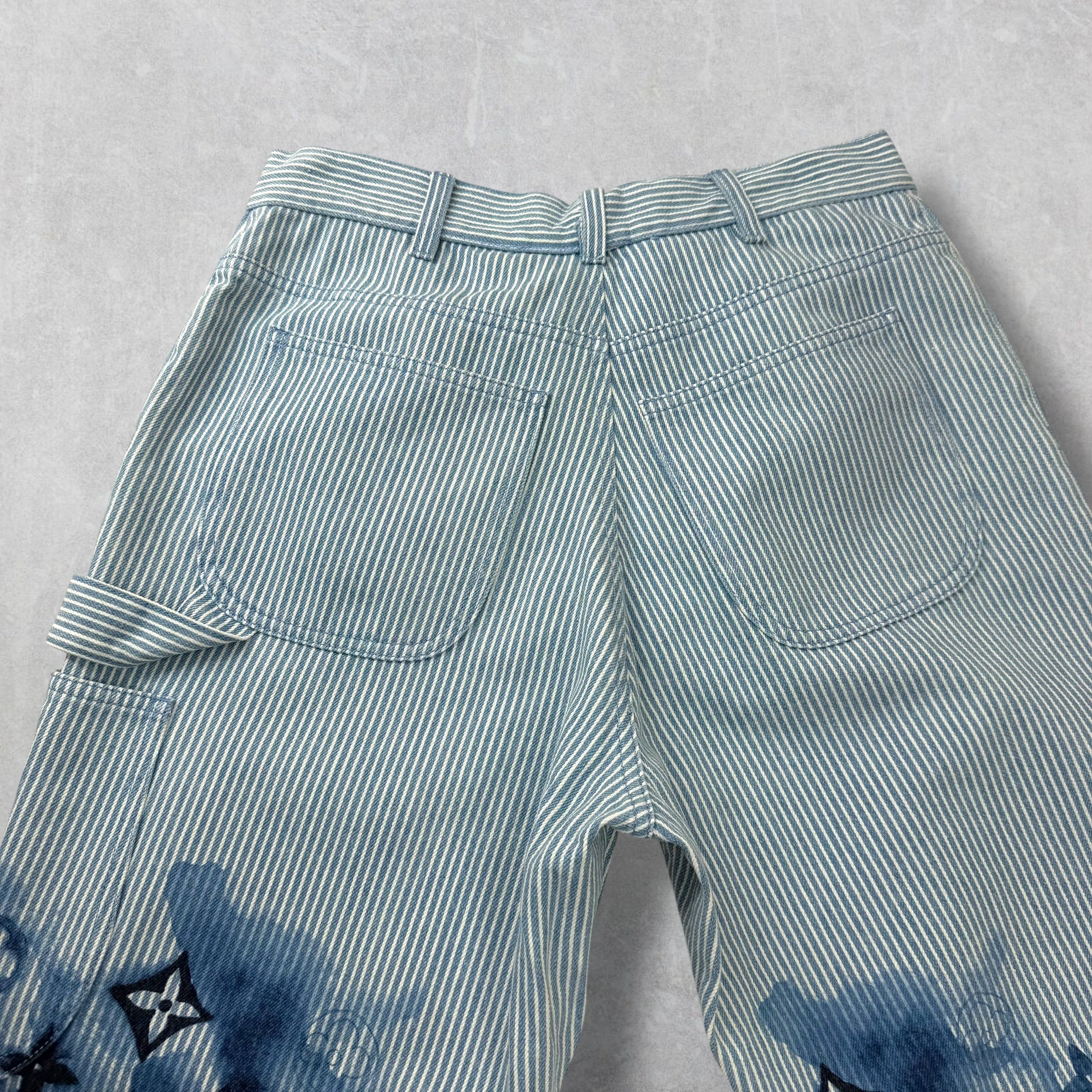 Louis Vuitton Watercolor Stripe Denim Cargo Pants 34