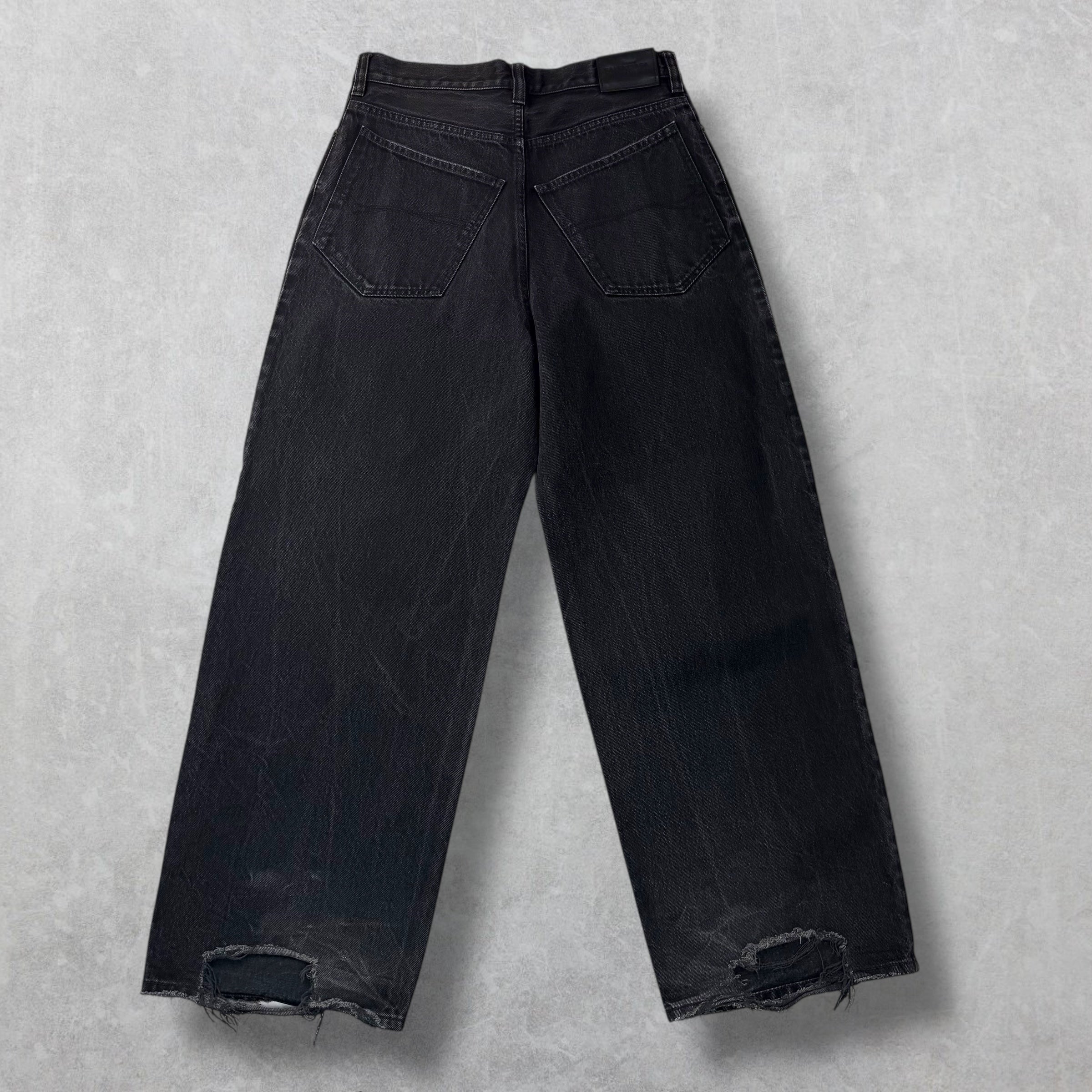 Balenciaga Baggy Distressed Hem Black Jeans S (32)