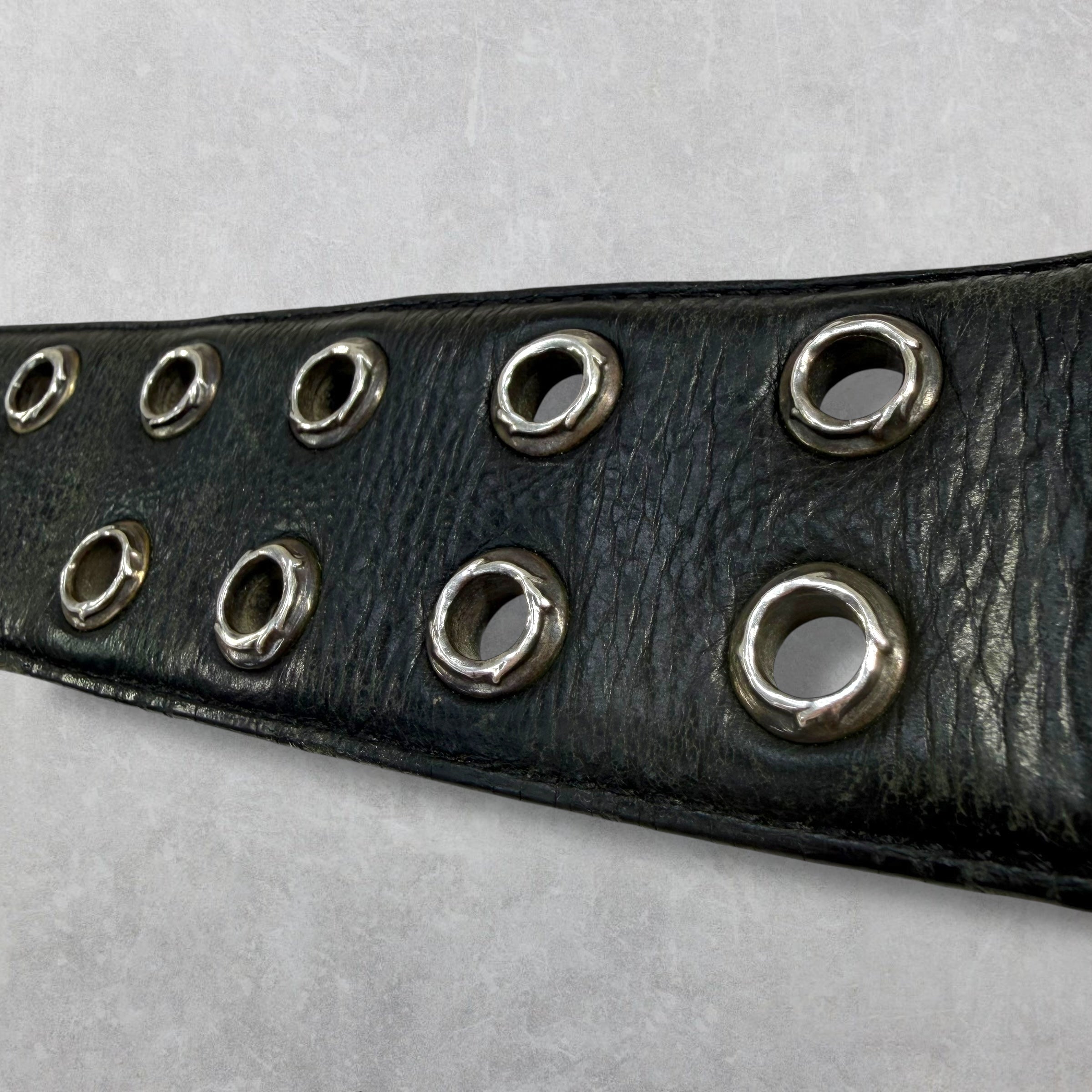 Chrome Hearts Black Double Pin Roller Belt 38