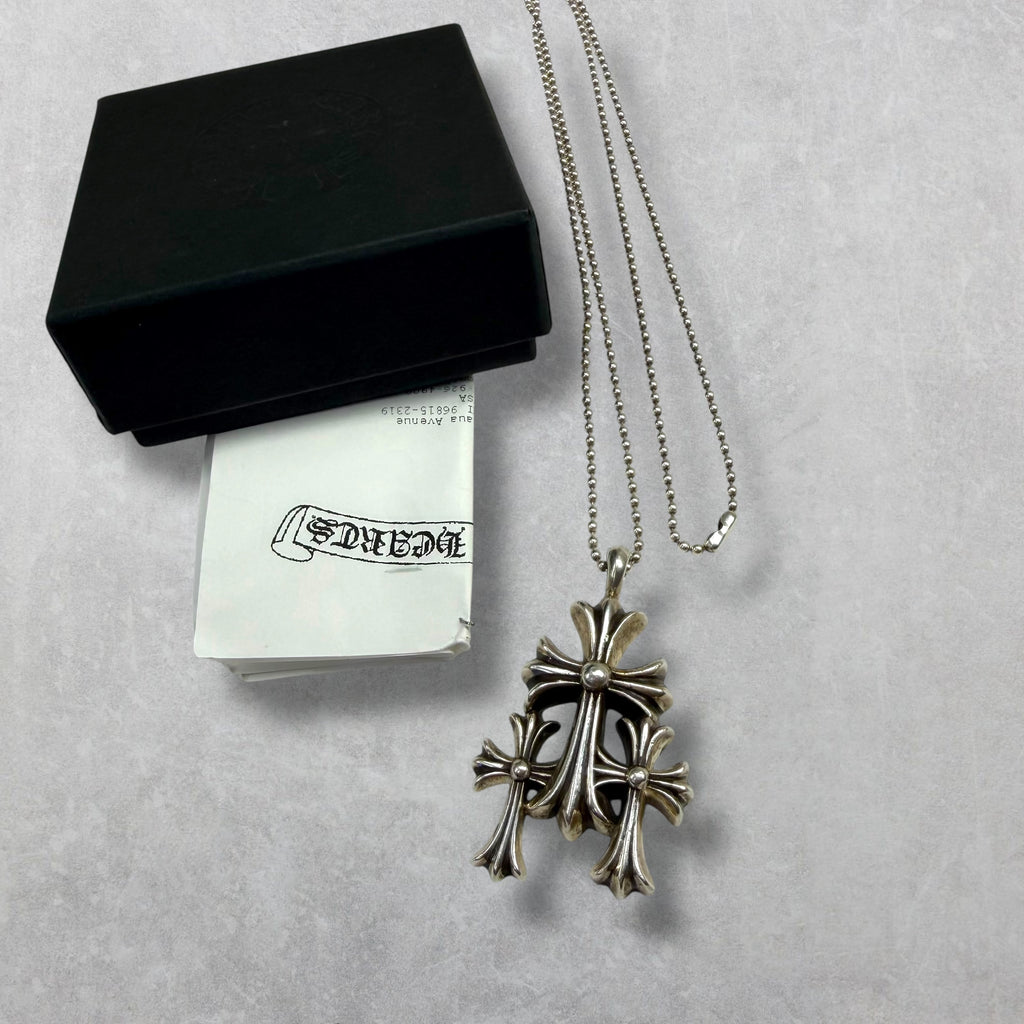 Chrome Hearts Triple Cross Pendant W/ Ball Chain