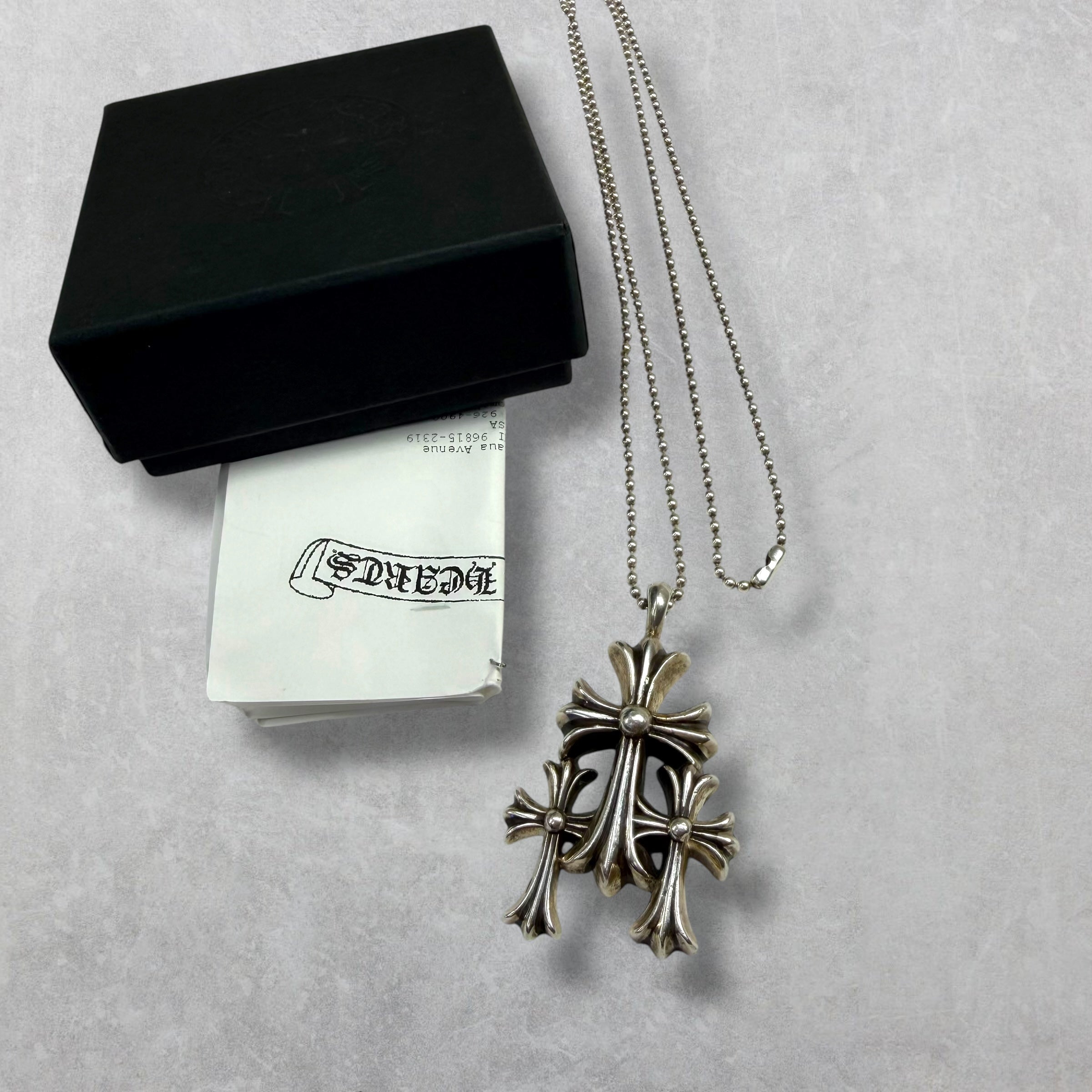 Chrome Hearts Triple Cross Pendant W/ Ball Chain