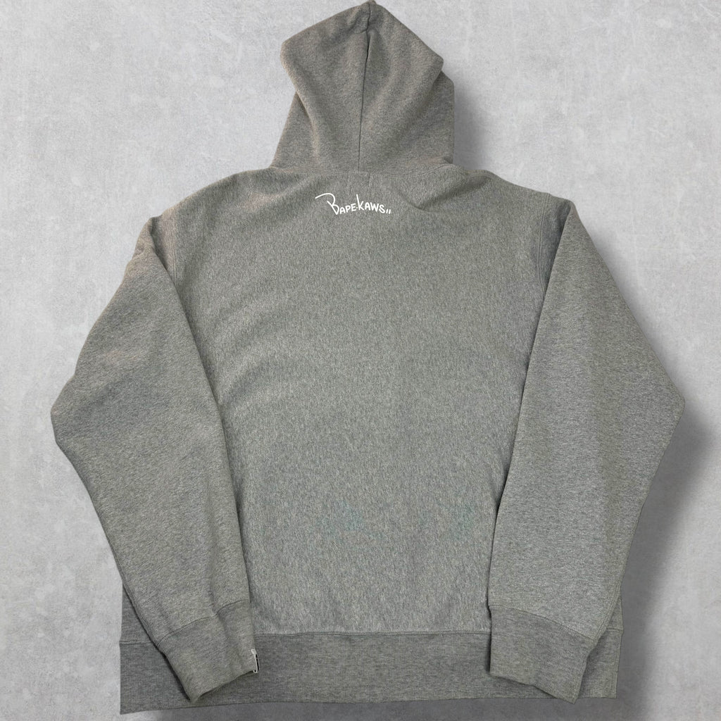 Bape x Kaws ASNKA Logo Full-Zip Hoodie Grey L