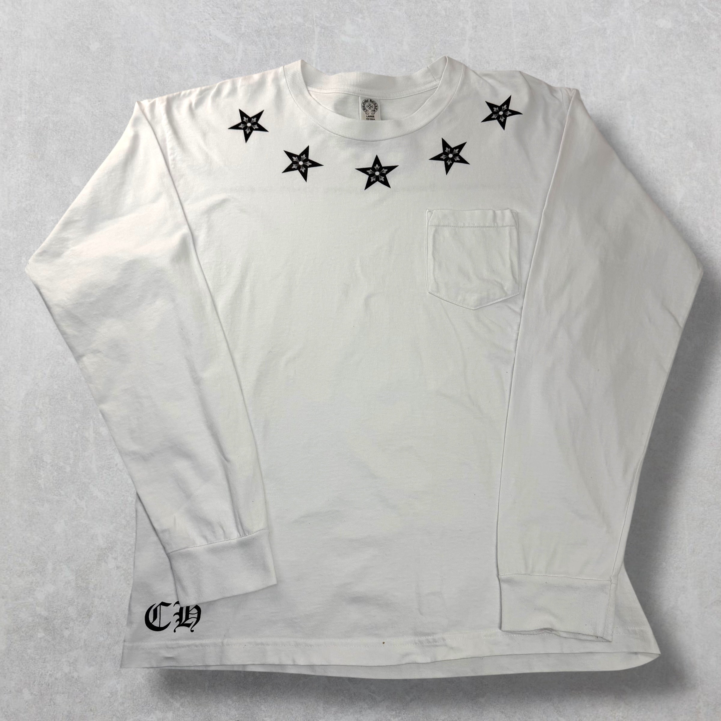 Vintage Chrome Hearts Star Collar Long Sleeve White L