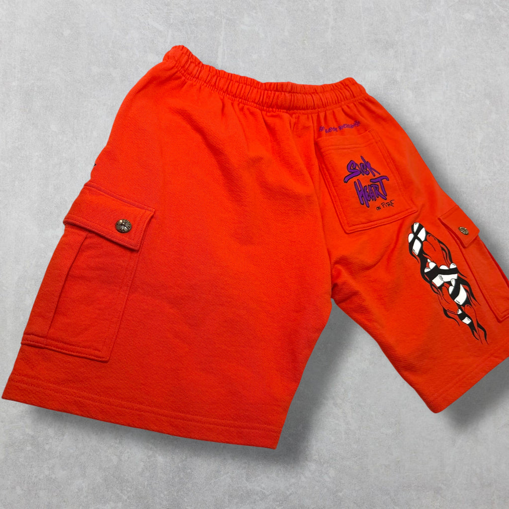 Chrome Hearts Matty Boy Sick Hearts Cargo Sweatshorts L