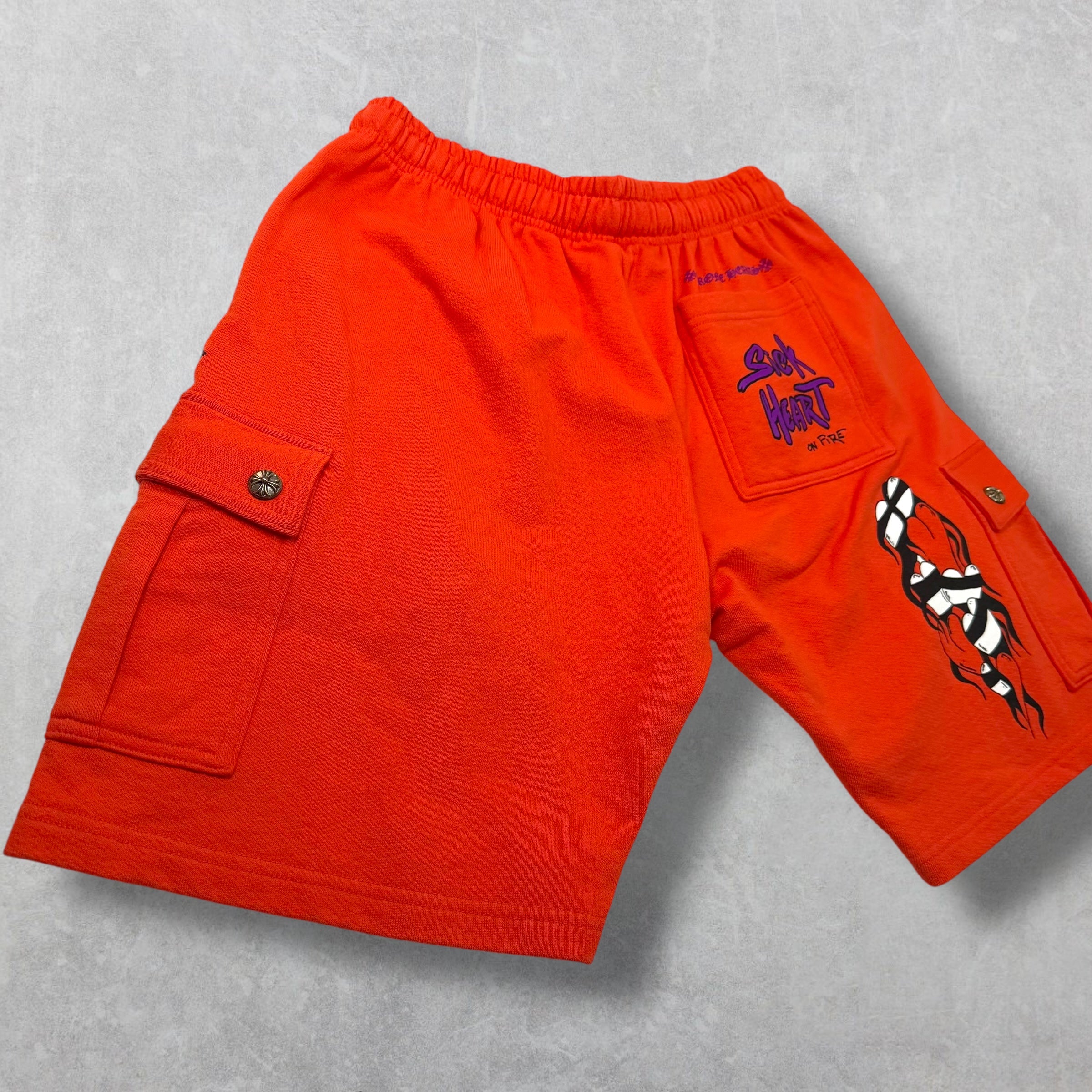 Chrome Hearts Matty Boy Sick Hearts Cargo Sweatshorts L