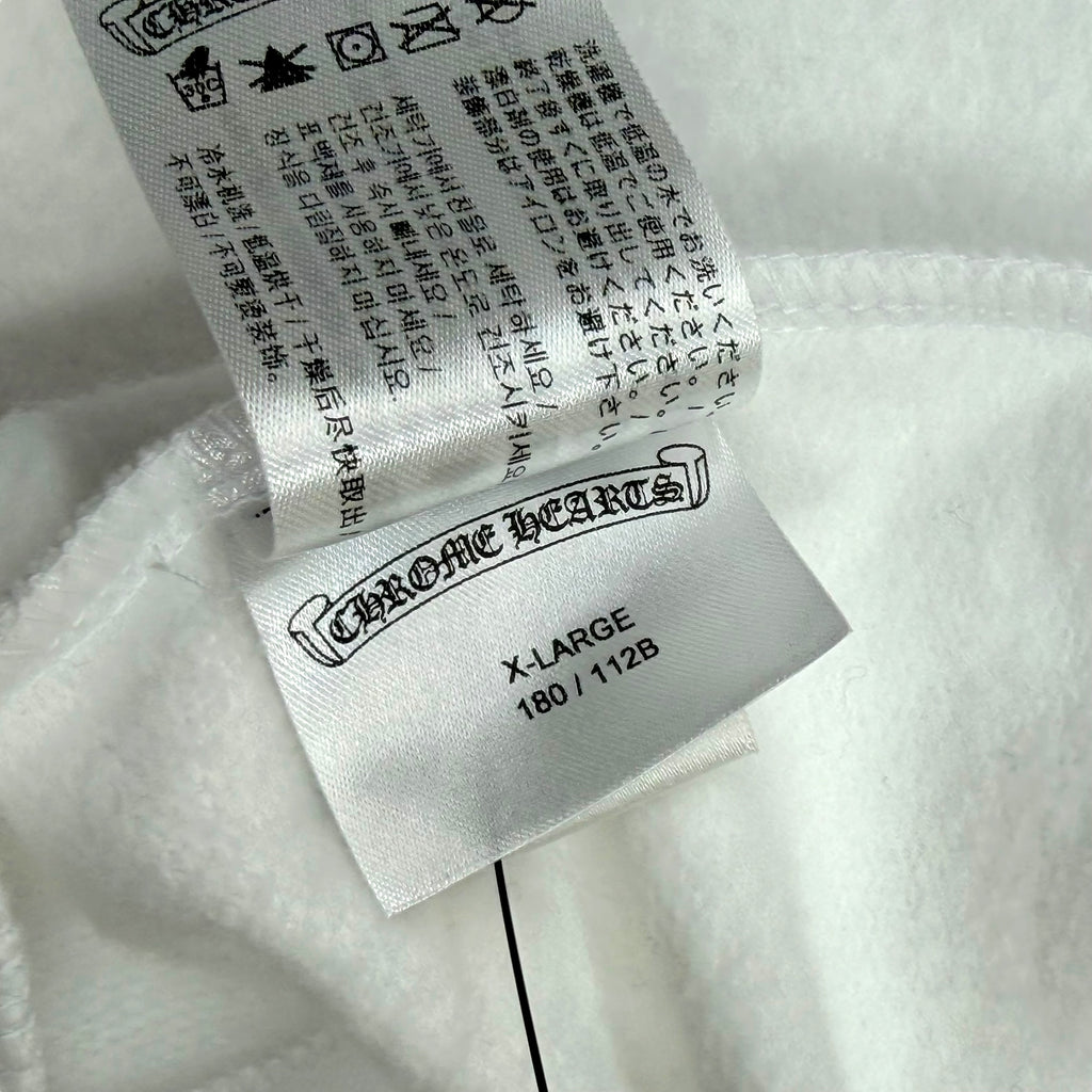 Chrome Hearts Vertical Zip Up White Hoodie XL