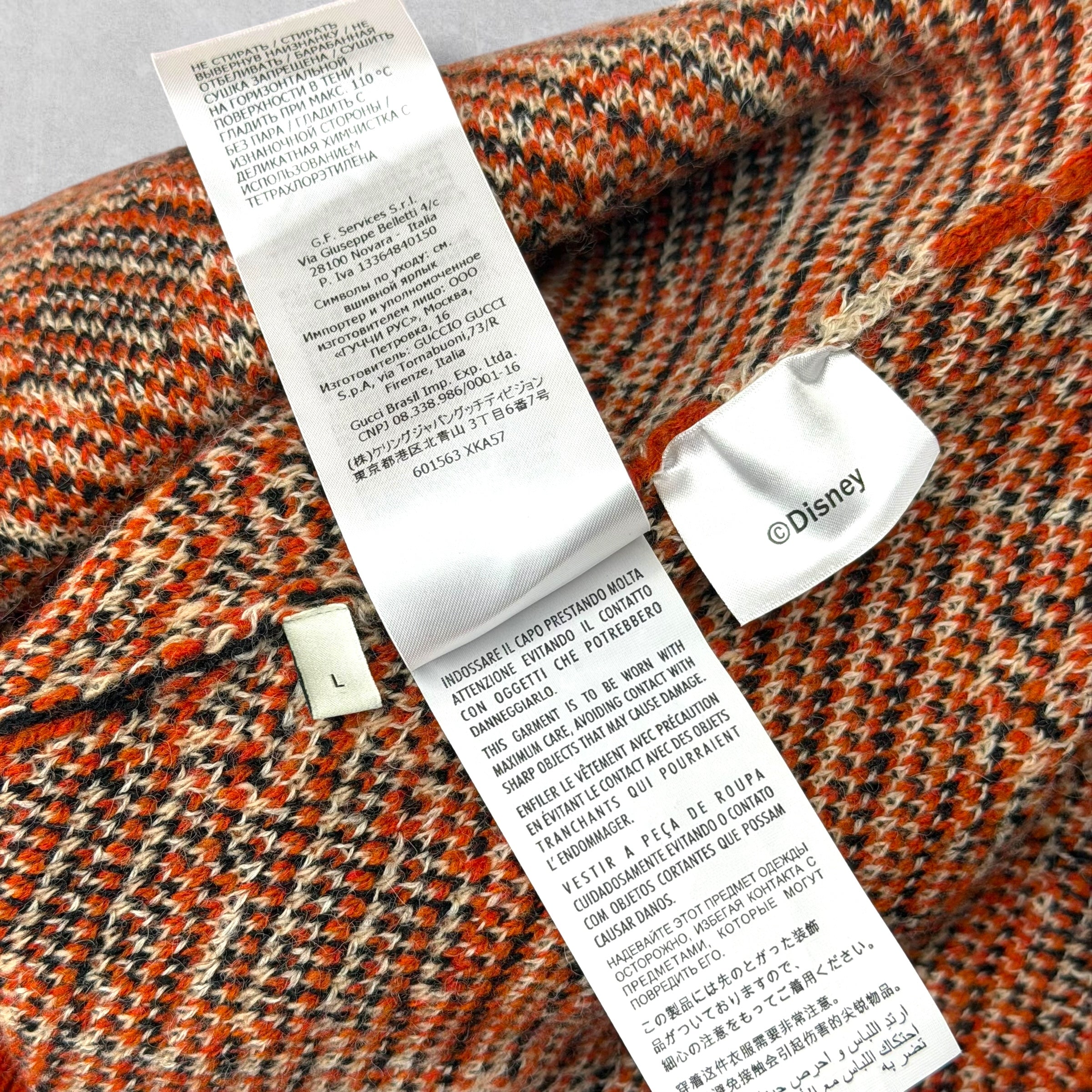 Gucci Disney Mickey Mouse Wool Orange Sweater L