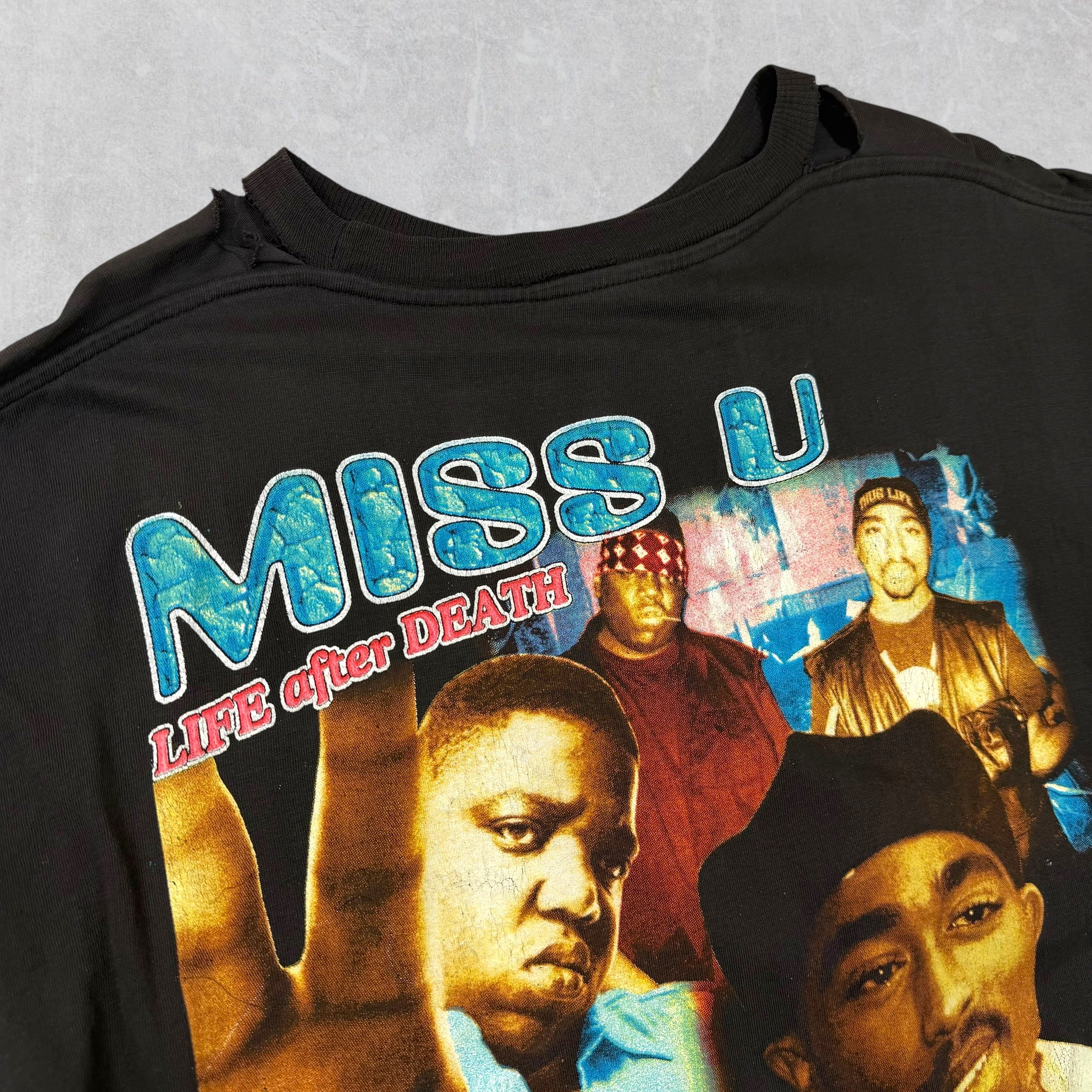Vintage 90s Biggie Smalls Tupac Album Cover Rap Tee XL