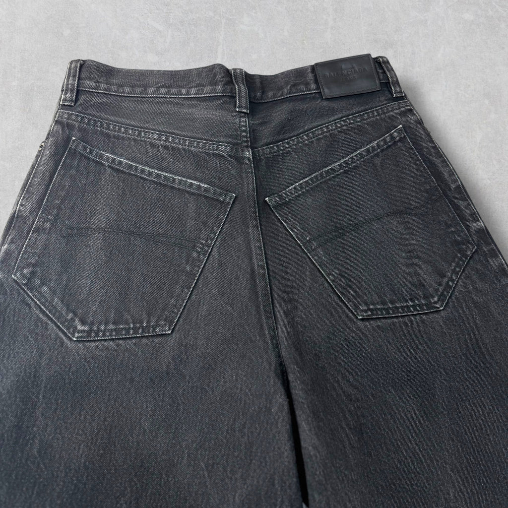 Balenciaga Baggy Distressed Hem Black Jeans S (32)