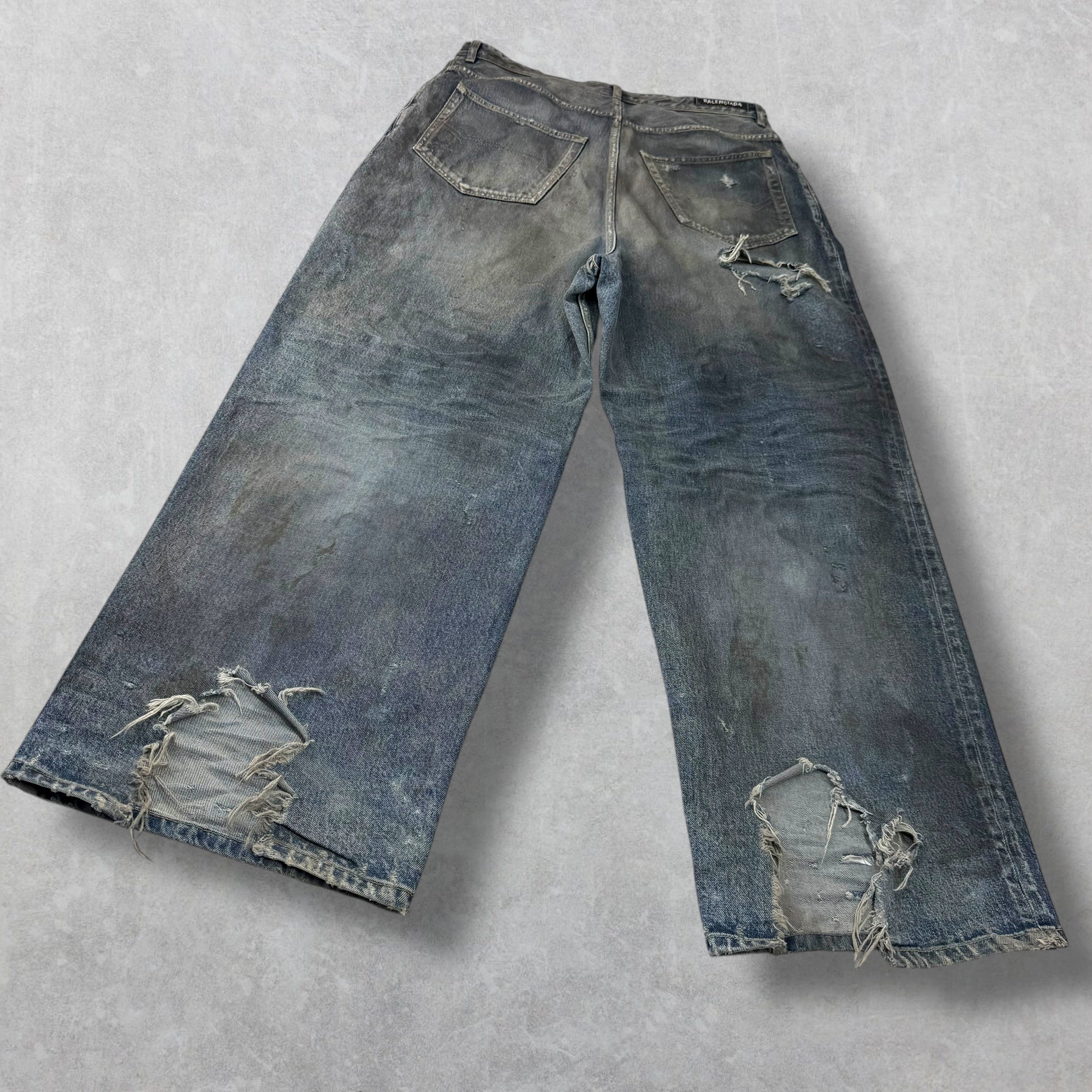 Balenciaga Baggy Distressed Blue Washed Denim 32