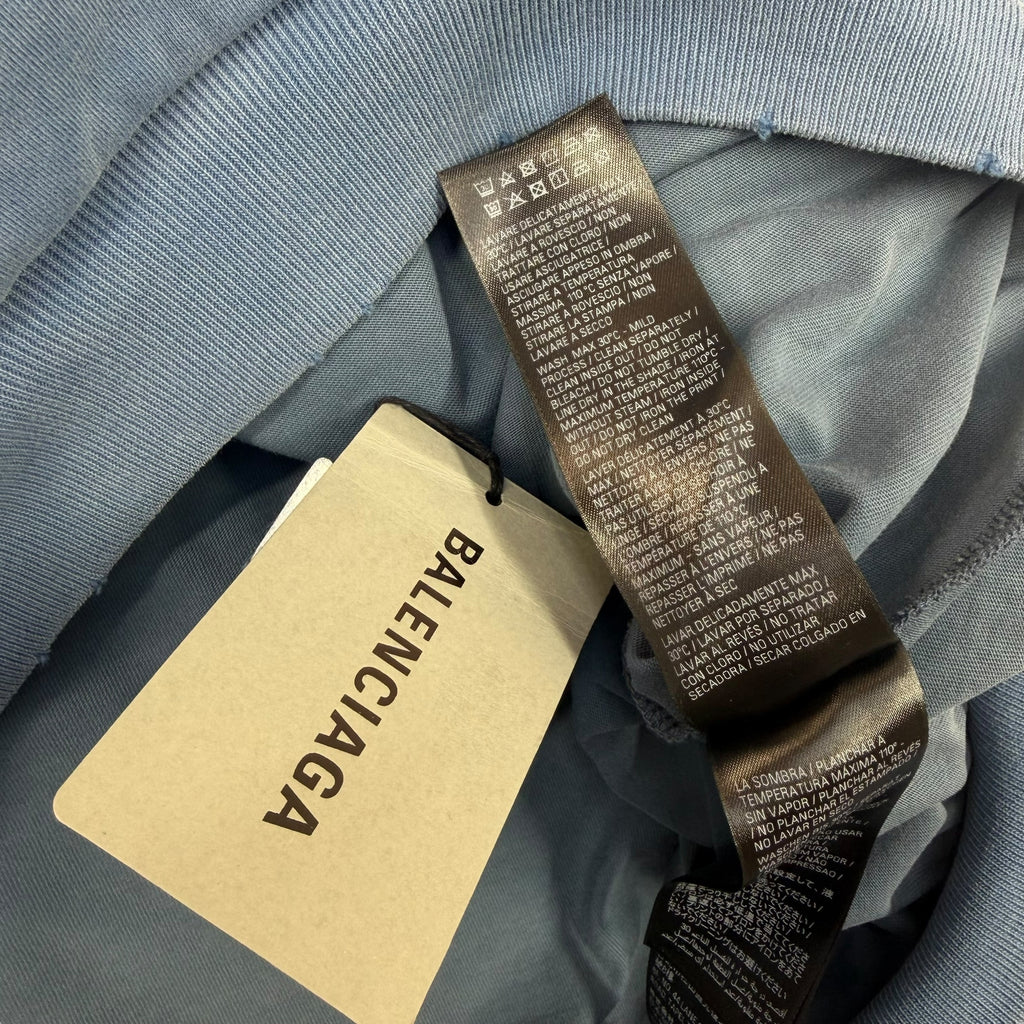 Balenciaga Washed Destruction Printed Logo Hoodie M