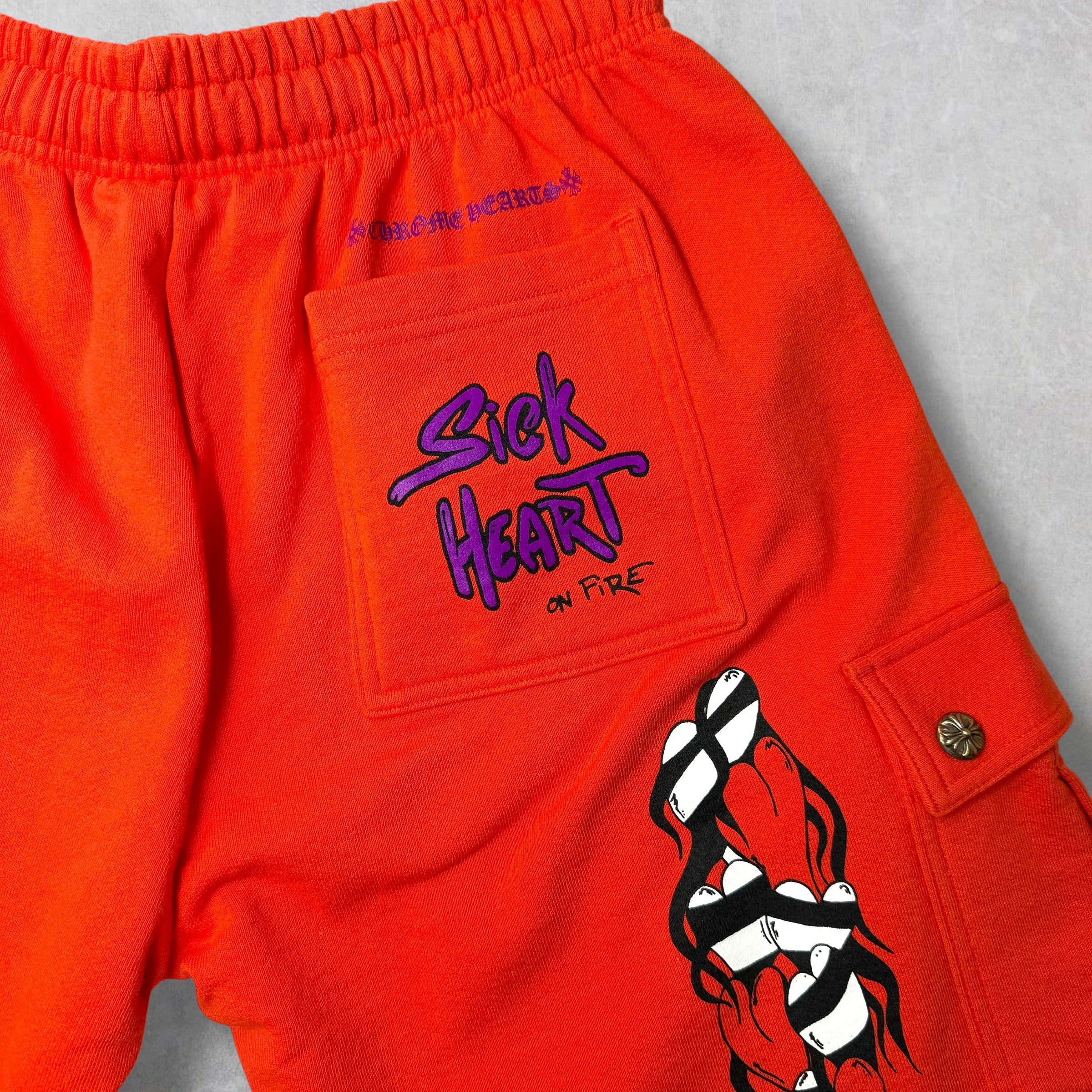 Chrome Hearts Matty Boy Sick Hearts Cargo Sweatshorts L