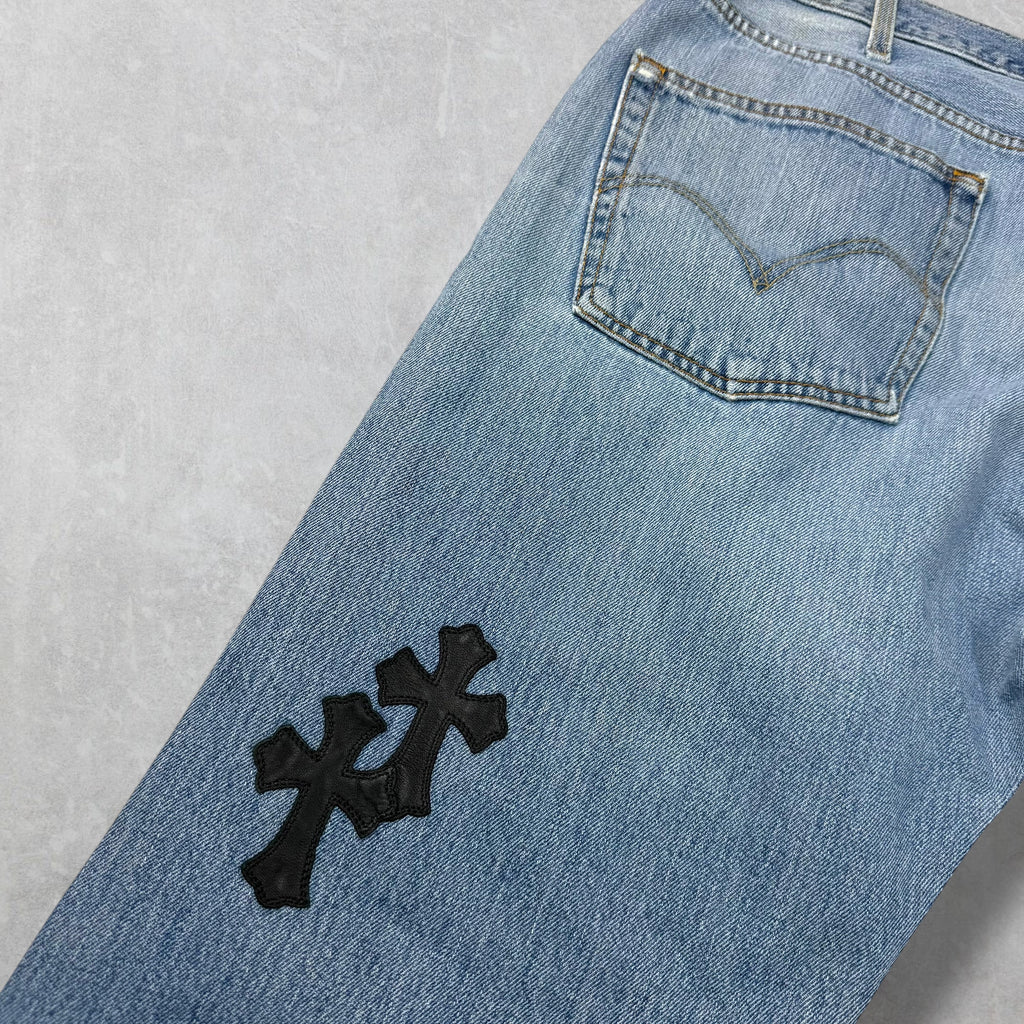 Chrome Hearts Levi's 501 Cross Patch Blue Jeans 36