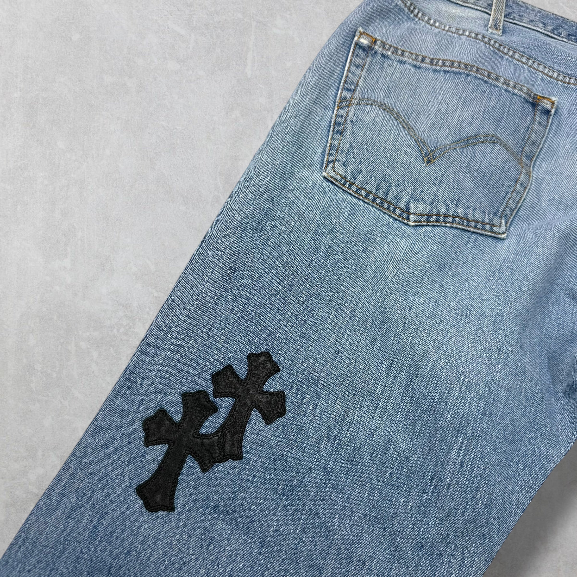 Chrome Hearts Levi's 501 Cross Patch Blue Jeans 36