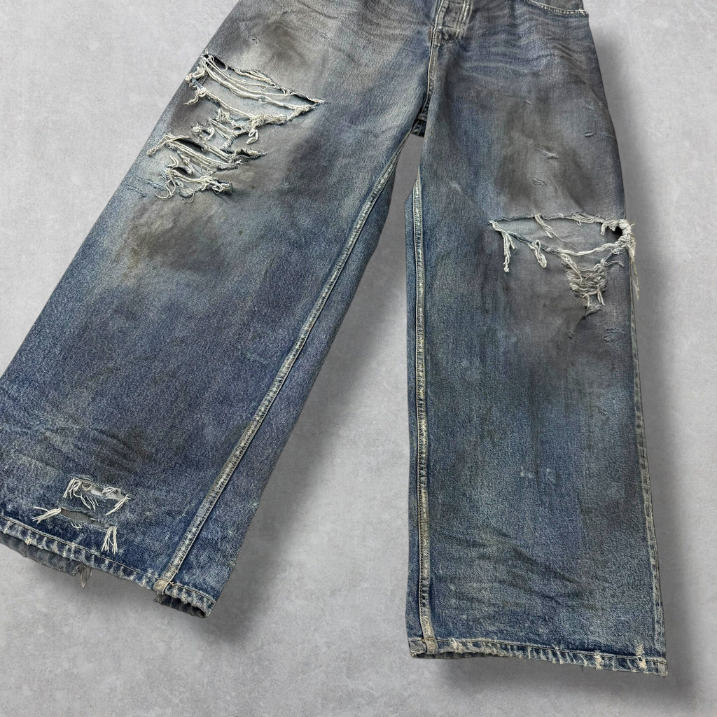 Balenciaga Baggy Distressed Blue Washed Denim 32