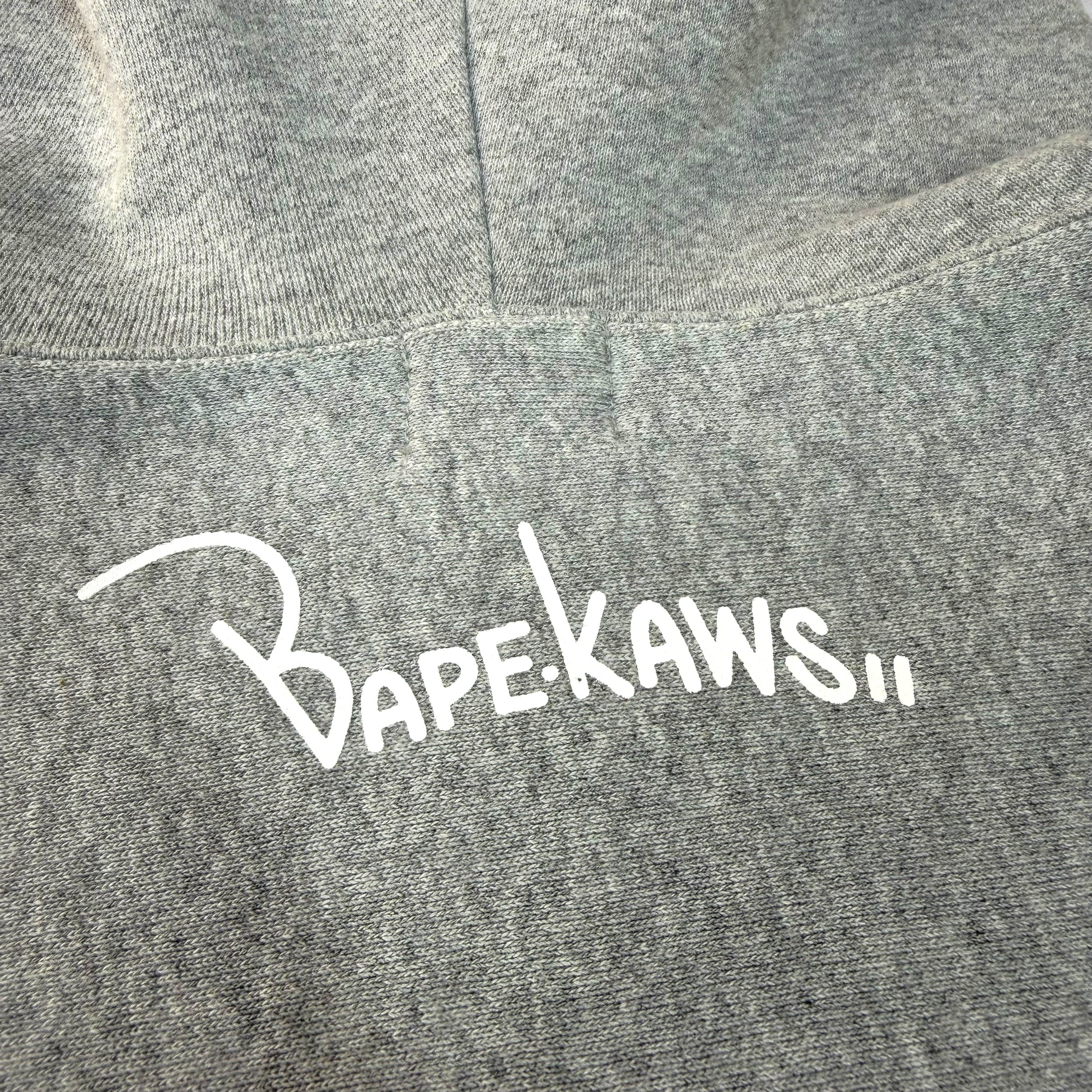 Bape x Kaws ASNKA Logo Full-Zip Hoodie Grey L