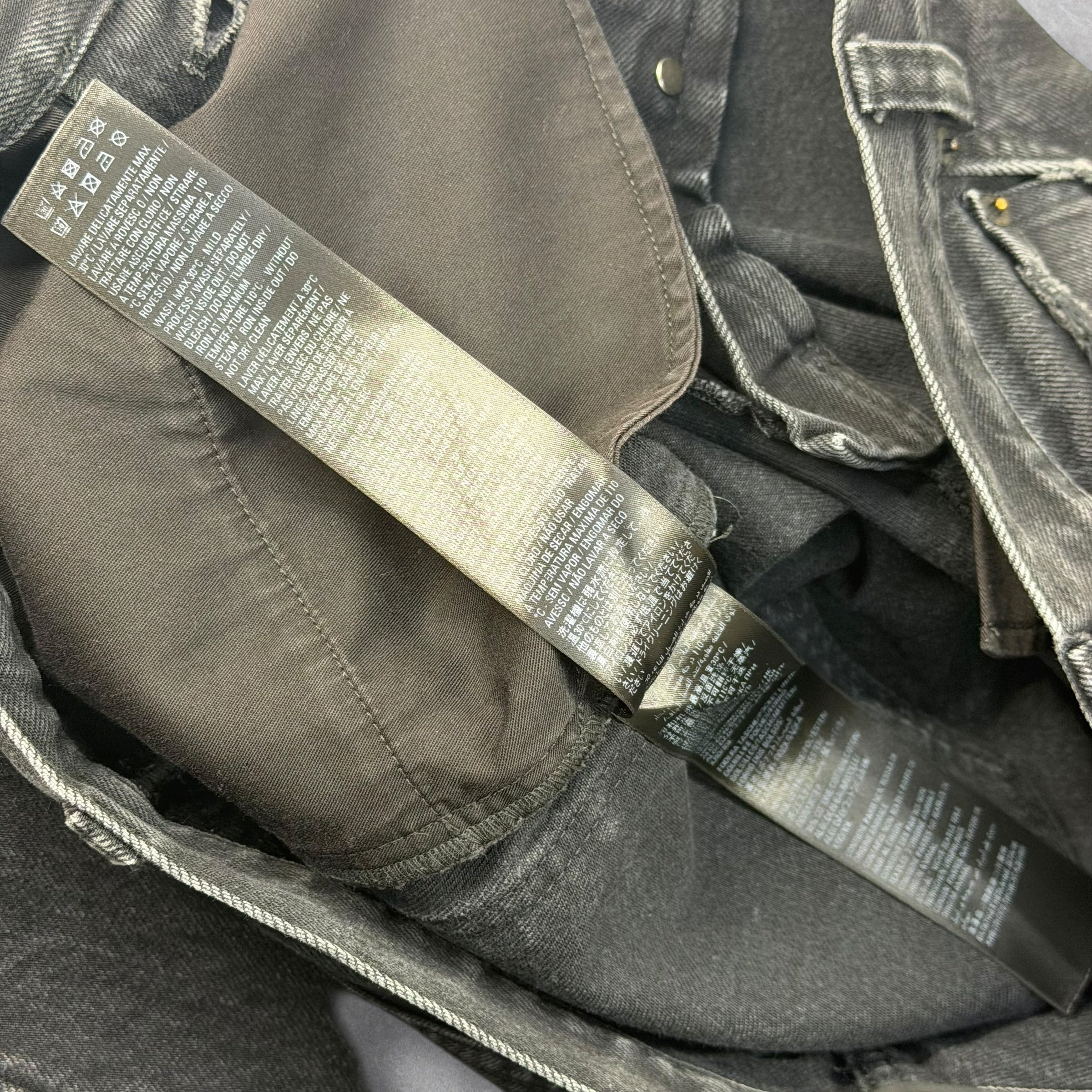 Balenciaga Baggy Distressed Hem Black Jeans S (32)