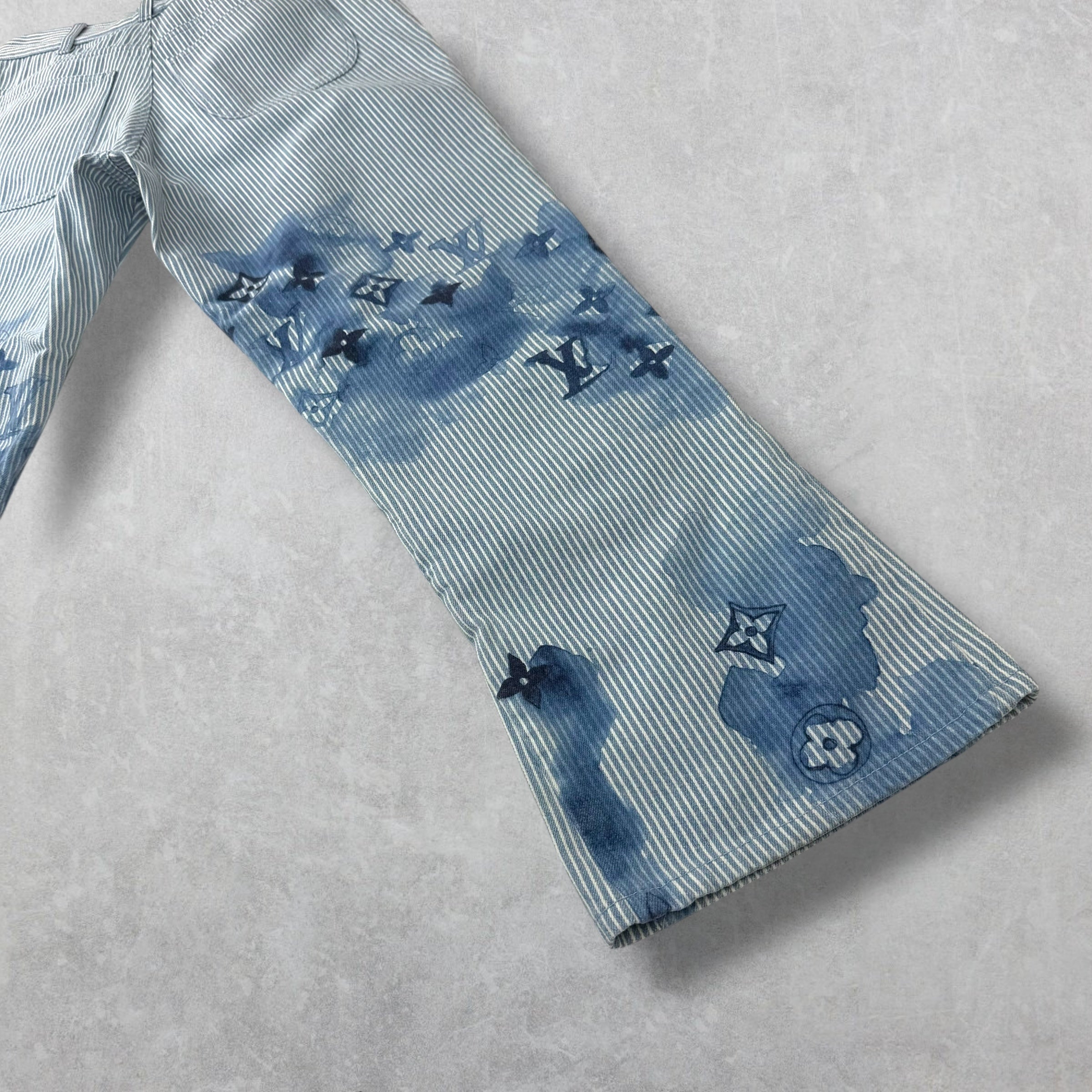 Louis Vuitton Watercolor Stripe Denim Cargo Pants 34