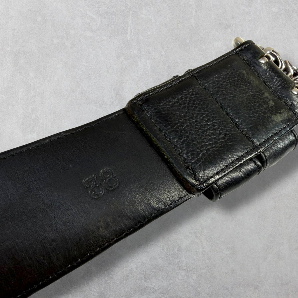 Chrome Hearts Black Double Pin Roller Belt 38