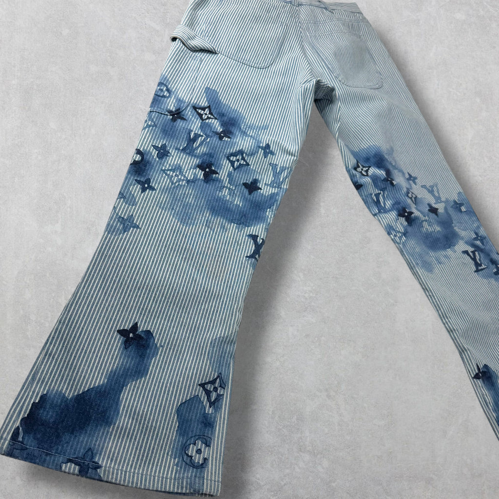 Louis Vuitton Watercolor Stripe Denim Cargo Pants 34