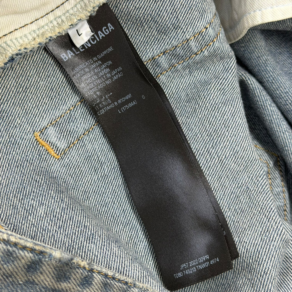 Balenciaga Baggy Distressed Blue Washed Denim 32