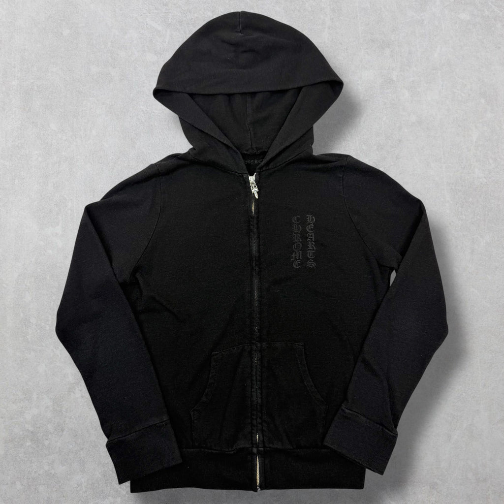 Chrome Hearts Black Triple Cross Logo Zip Up Hoodie XS